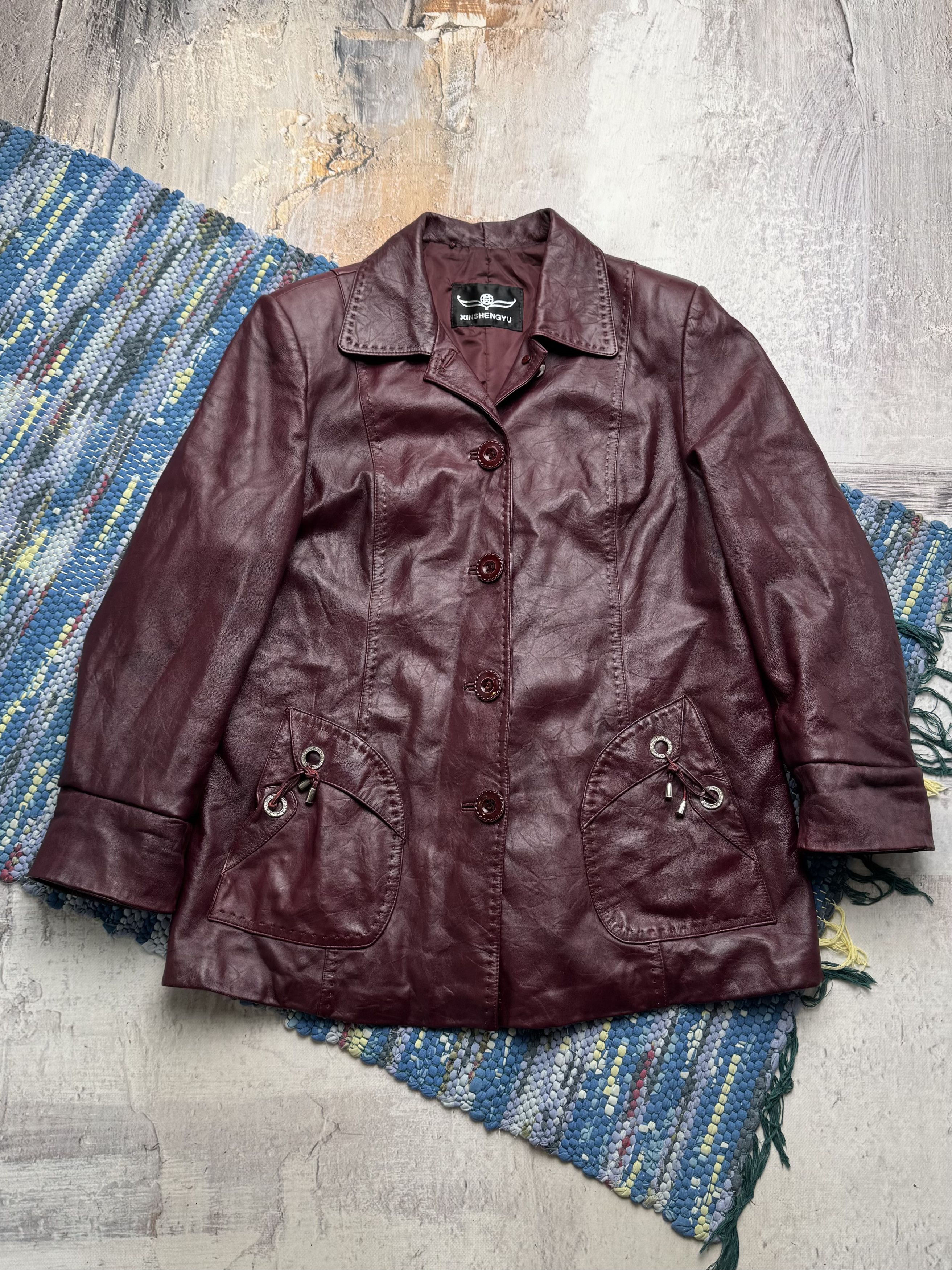 Vintage Vintage Genuine Leather Button Front Casual Mid Length Coat Size L / US 10 / IT 46 - 1 Thumbnail