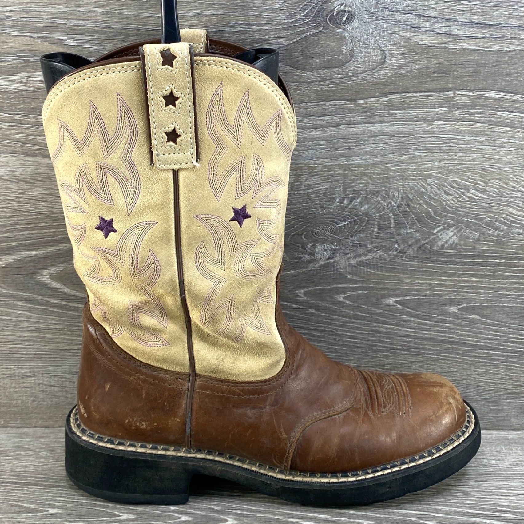 Ariat Ariat Womens 9.5 Brown Tan Leather Cowboy Boots Ropers Western Heritage Cowgirl - Boots - Brown Tan Leather - Womens - 9.5 - Ariat Size US 7 / IT 37 - 2 Thumbnail