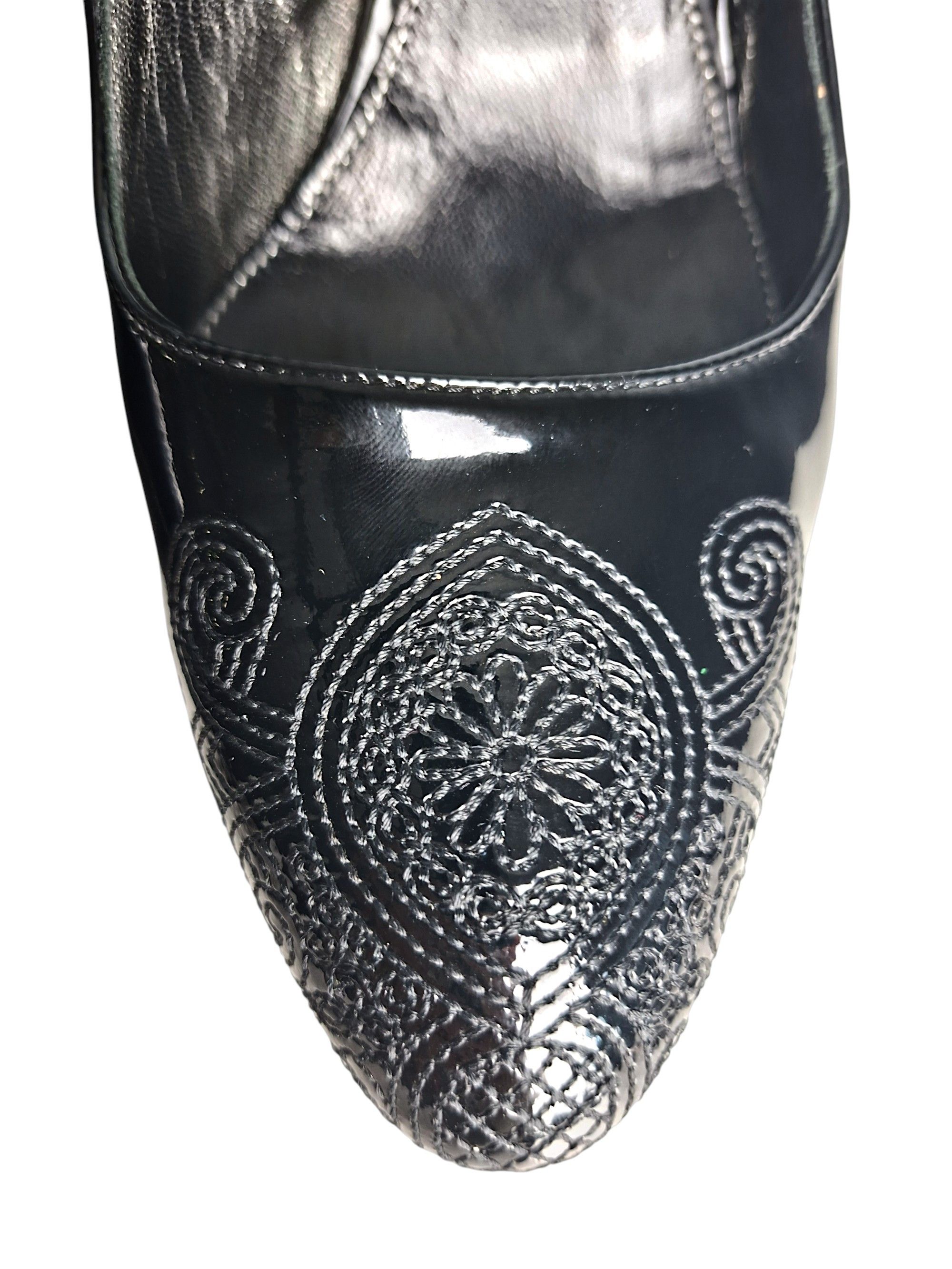 Prada Prada Patent Leather Slingback Platform Pumps Embroidered Size US 9.5 / IT 39.5 - 3 Thumbnail