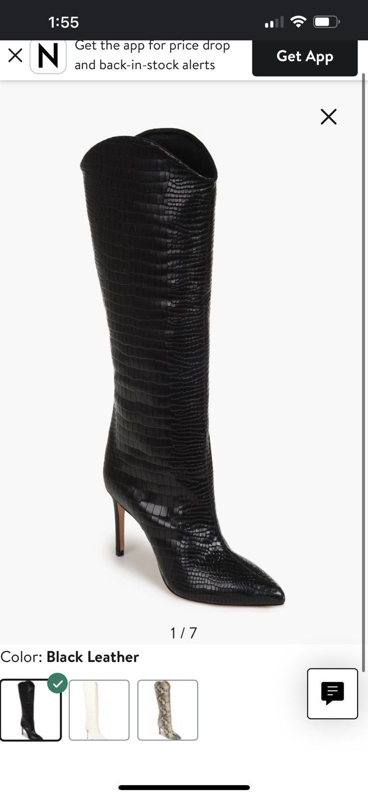 image of Schutz Maryana Black Leather Pointed Toe Boot, Women's (Size 8)