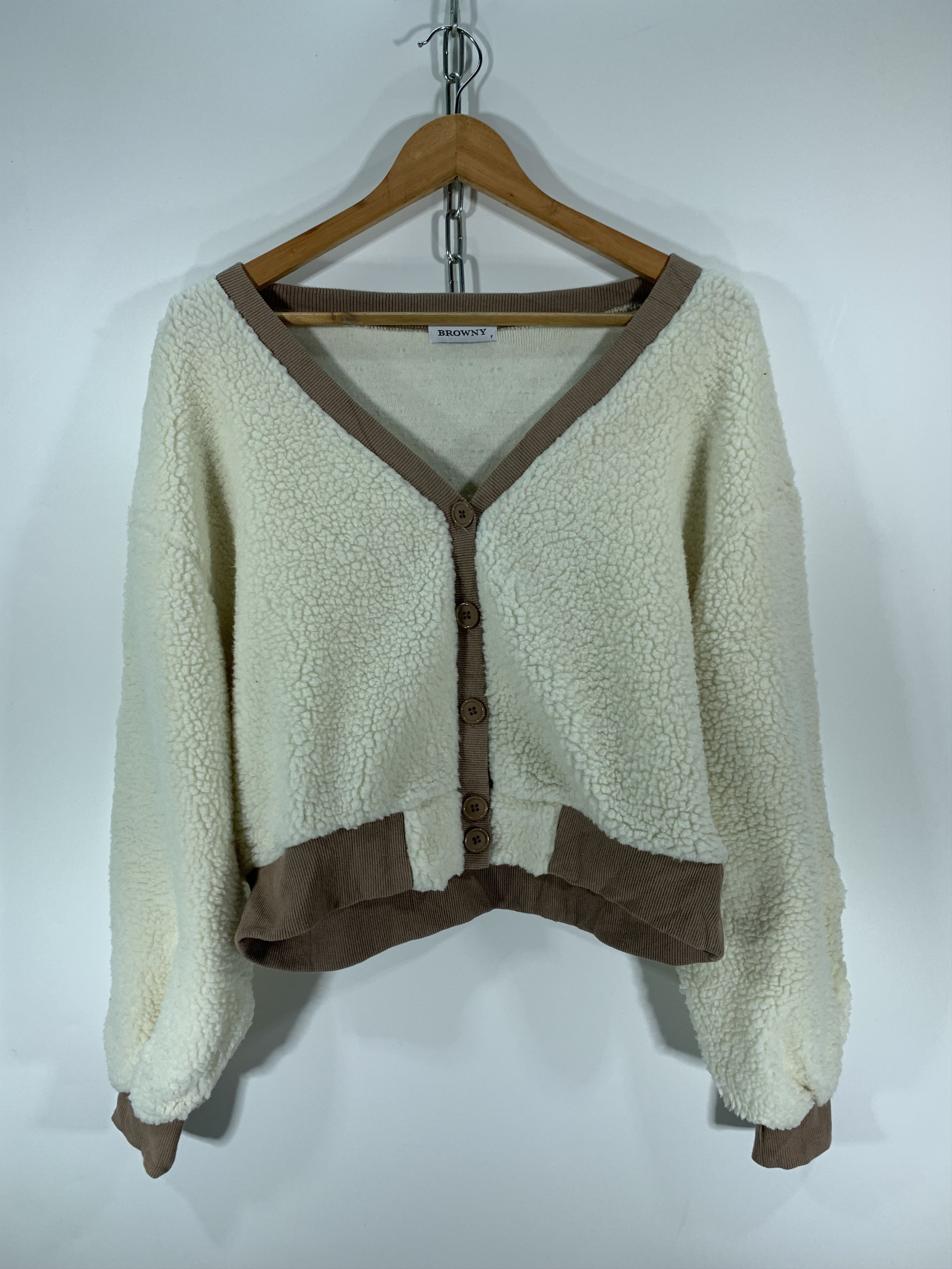 Japanese Brand ⚡️Browny Cropped Sherpa Fleece Cardigan Size US M / EU 48-50 / 2 - 1 Thumbnail