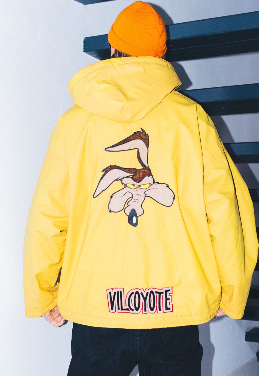 image of Very Vintage Collectible Embroidered Will. E Coyote 90's Jacket in Yellow Black, Men's (Size Large)