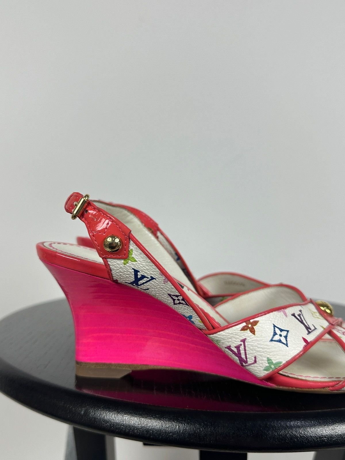 Louis Vuitton × Takashi Murakami 2009 Vintage Louis Vuitton x Takashi Murakami Wedge Sandal Size US 4.5 / IT 34.5 - 15 Thumbnail
