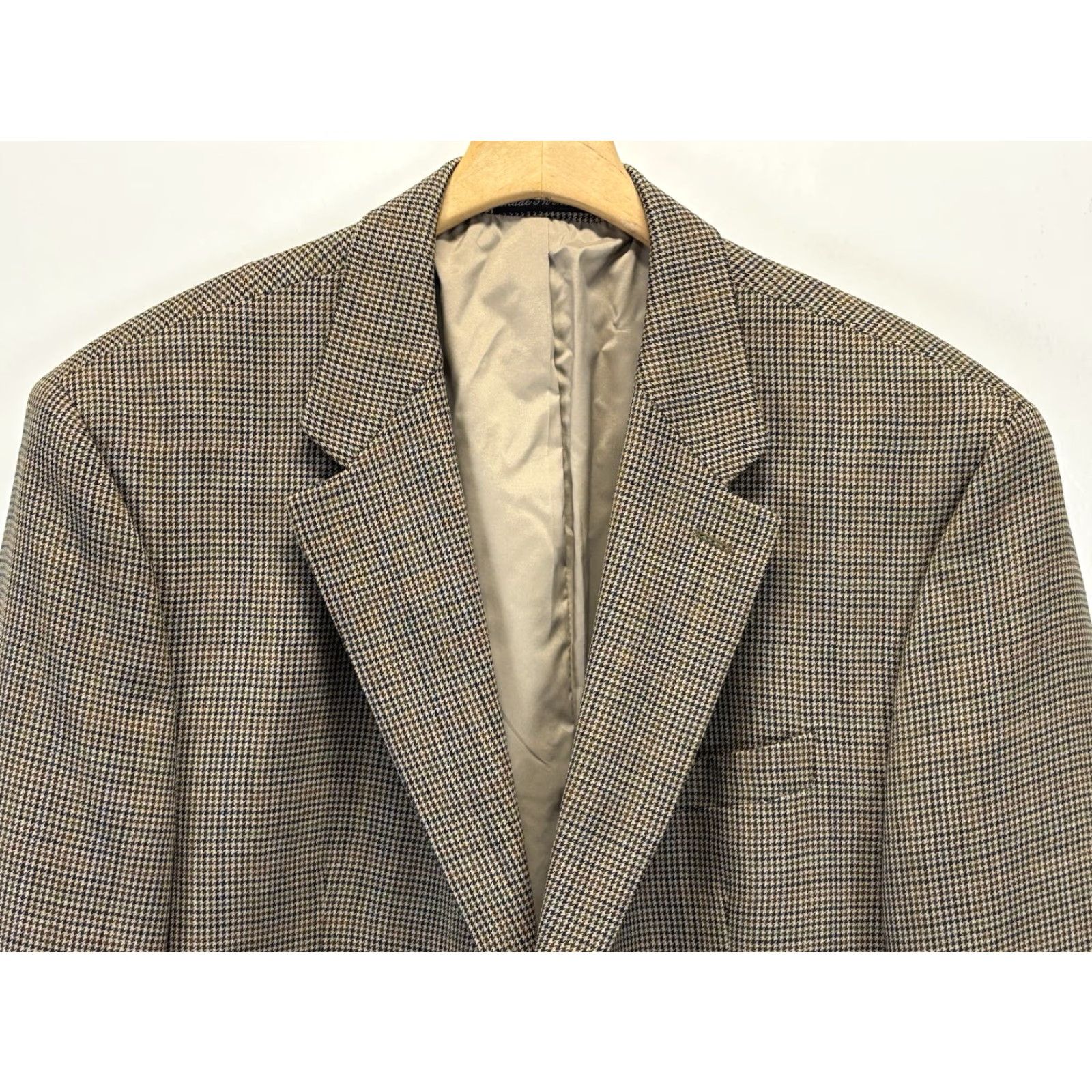Ralph Lauren VINTAGE Lauren Ralph Lauren Wool Blazer Sport Coat Blazer Men’s 46R Brown Mini Houndstooth Plaid Check Regular Coat/Blazer Mens Size 46R - 2 Thumbnail