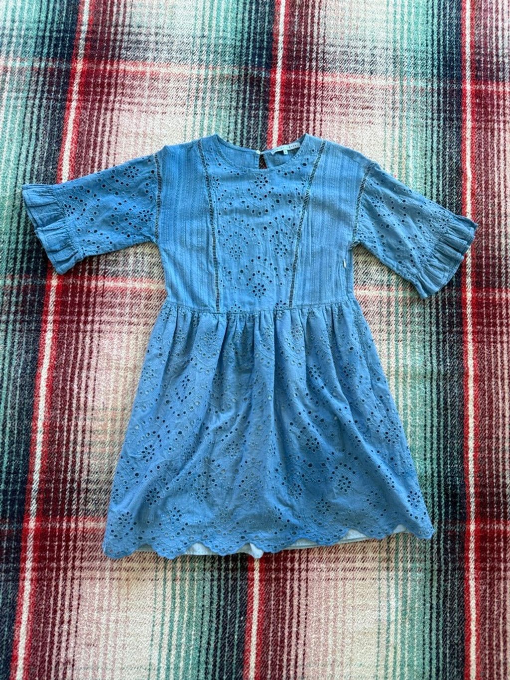 English Factory Women's ENGLISH FACTORY Blue Over-dyed Eyelet Mini Dress S Size S / US 4 / IT 40 - 1 Thumbnail