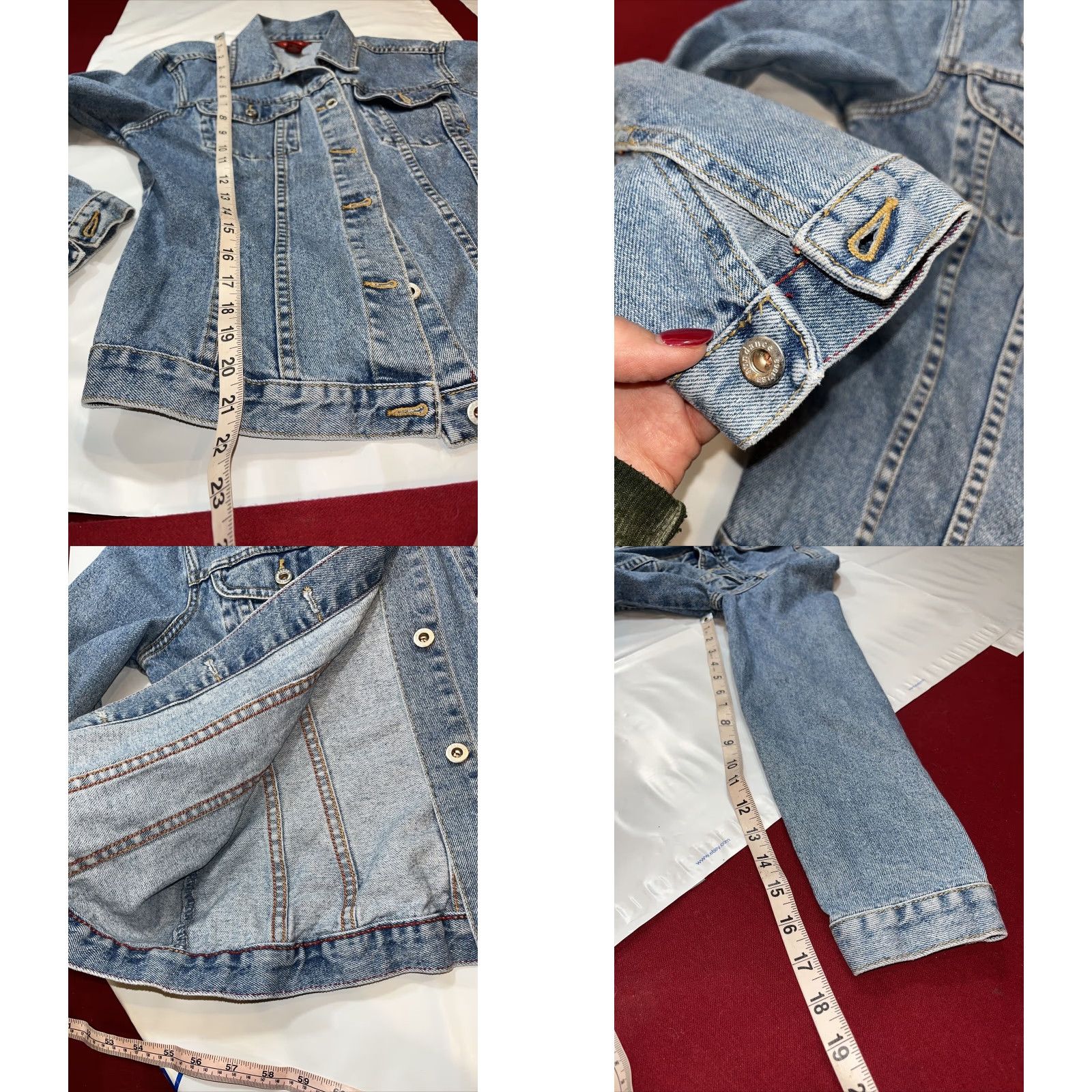 Vintage Sundance Denim Jacket Women Blue Cotton Cropped Button Up Jeans Small Western Trucker Coat Point Collar Regular Fit Vintage No Size 28" / US 6 / IT 42 - 8 Thumbnail