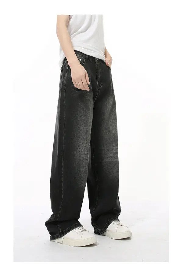 Japanese Brand Kan Vintage Washed Lightning Pattern Wide Leg Loose Jeans Size US 32 / EU 48 - 7 Thumbnail