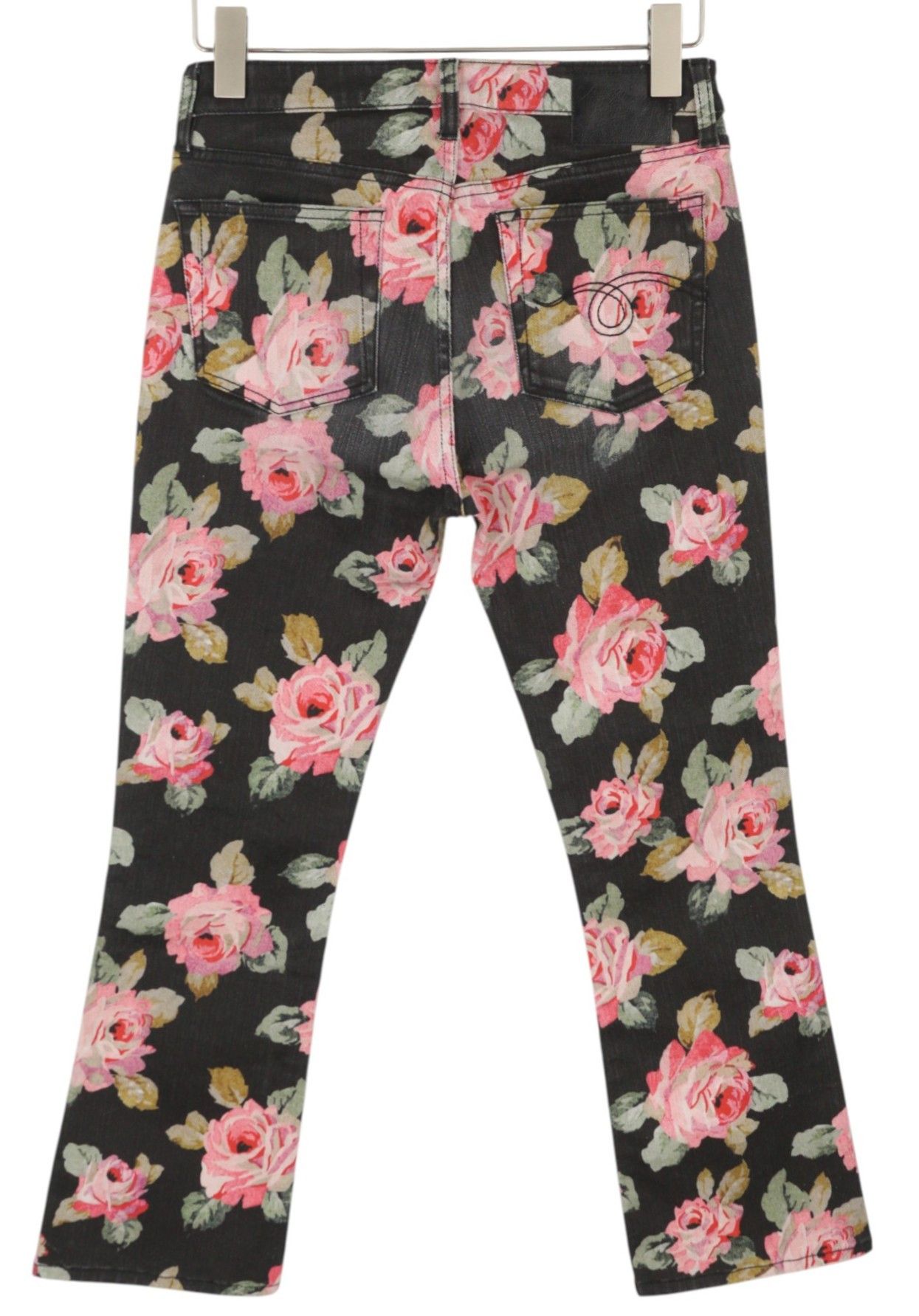 R13 KICK FIT 27 Rose Print Slim Straight Cropped Jeans 85847 Size 27" / US 4 / IT 40 - 2 Thumbnail