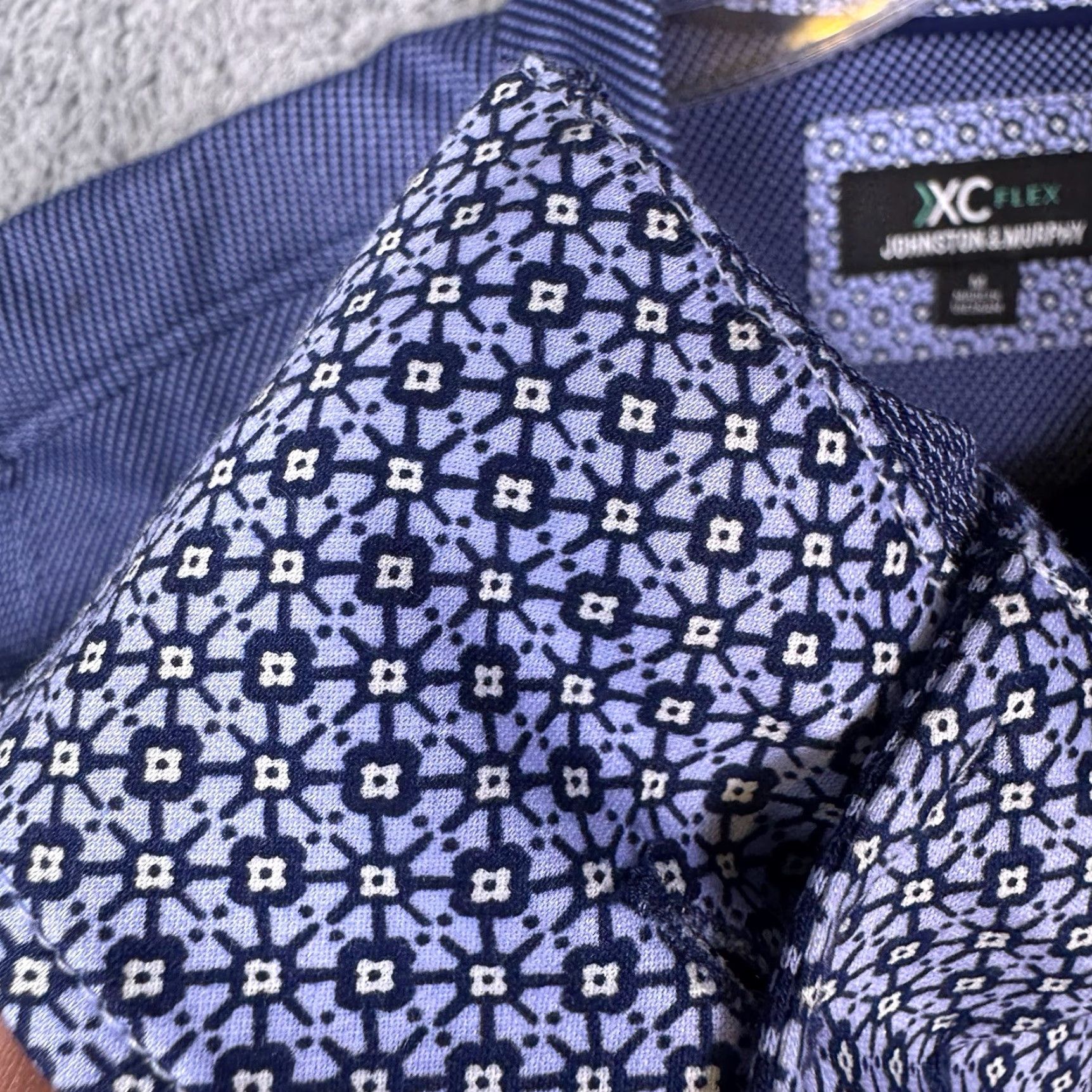 Johnston & Murphy Johnston & Murphy Shirt Men M XC Flex Stretch Preppy Flip Cuff Geometric Casual Size US M / EU 48-50 / 2 - 3 Thumbnail