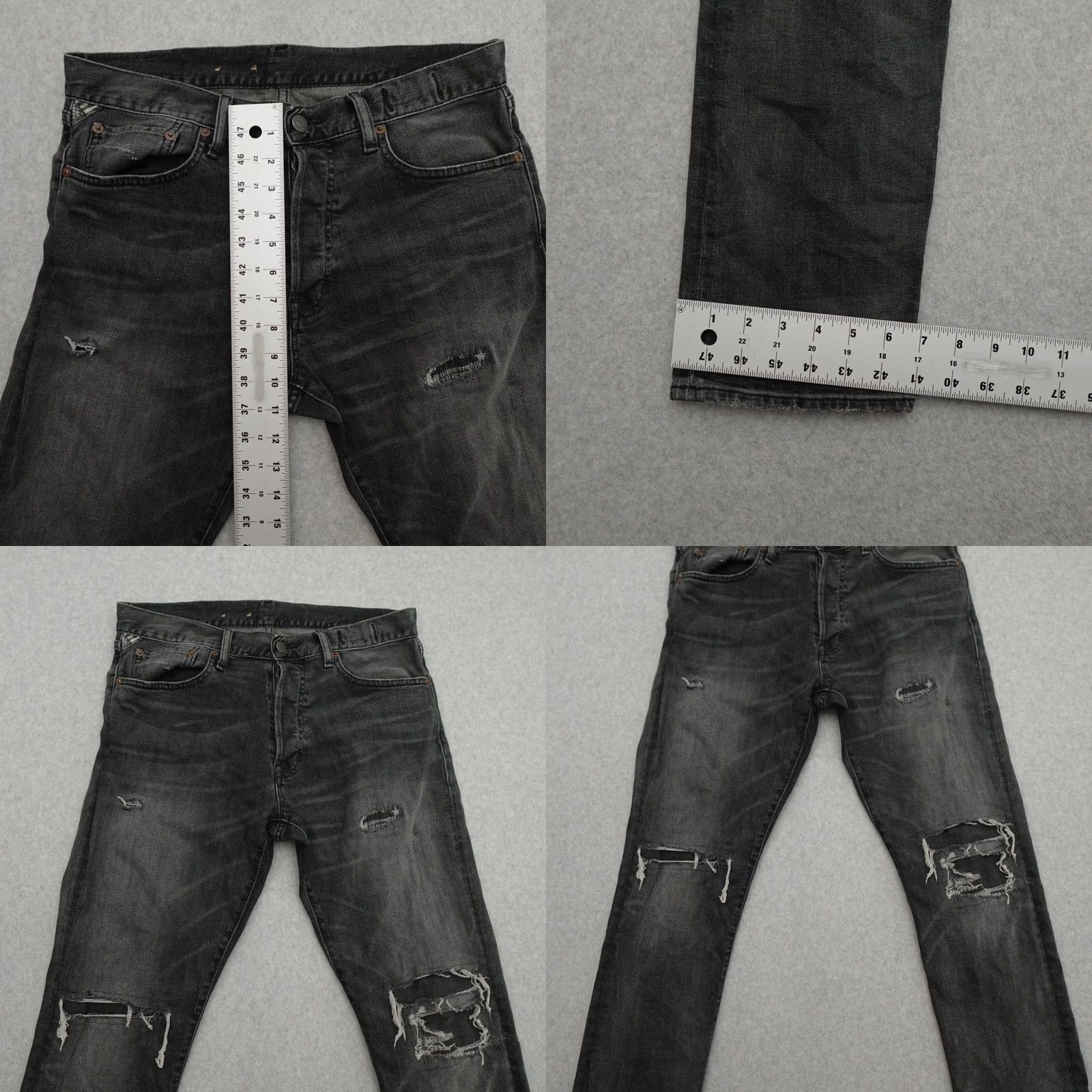 Vintage Denim & Supply Ralph Lauren Jeans Mens 32x31 Distressed Black Patchwork Straight Jeans Size US 32 / EU 48 - 8 Thumbnail