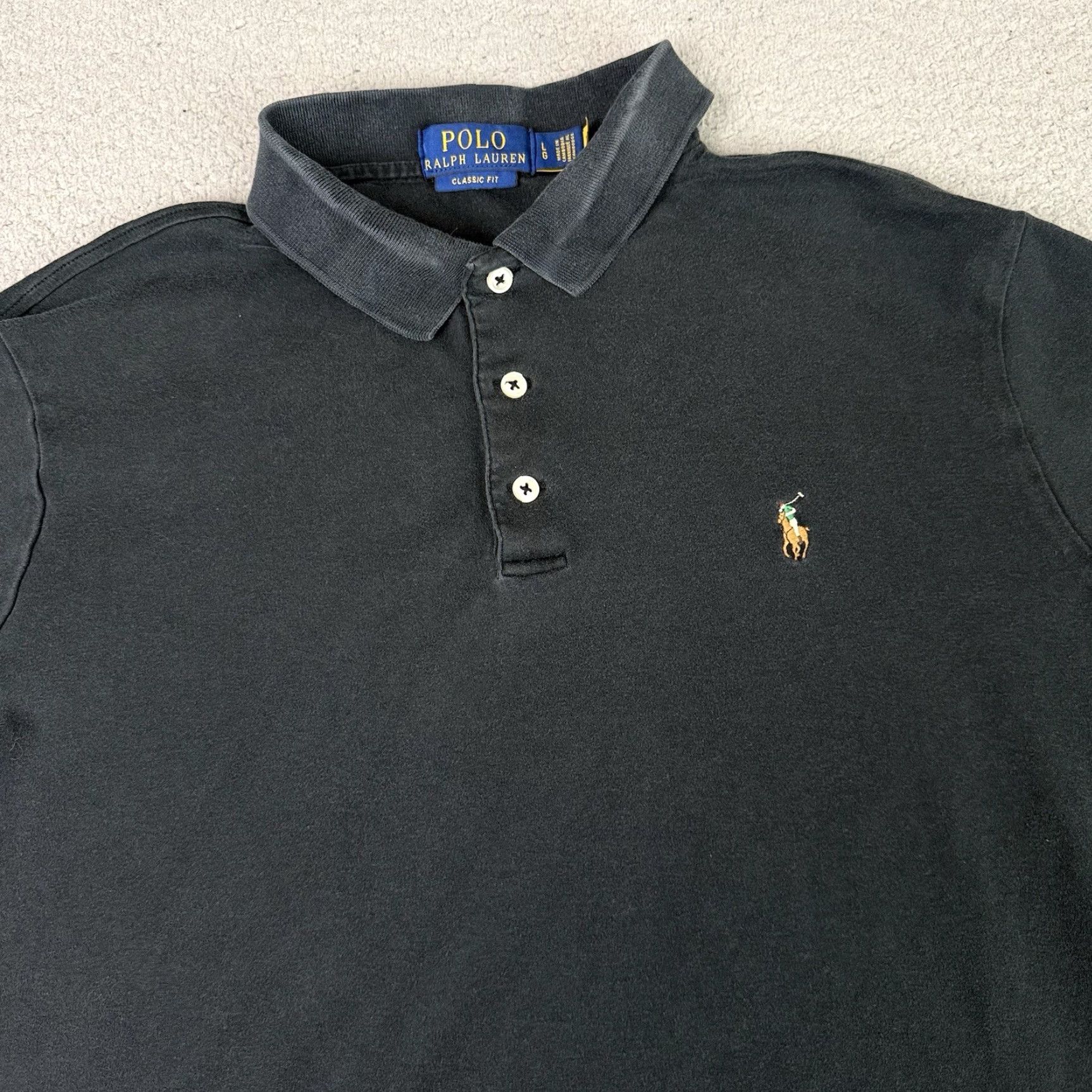 Polo Ralph Lauren VINTAGE Polo Ralph Lauren Shirt Mens Large Black Flesh Pony Stretch Casual Distressed L Size US L / EU 52-54 / 3 - 2 Thumbnail