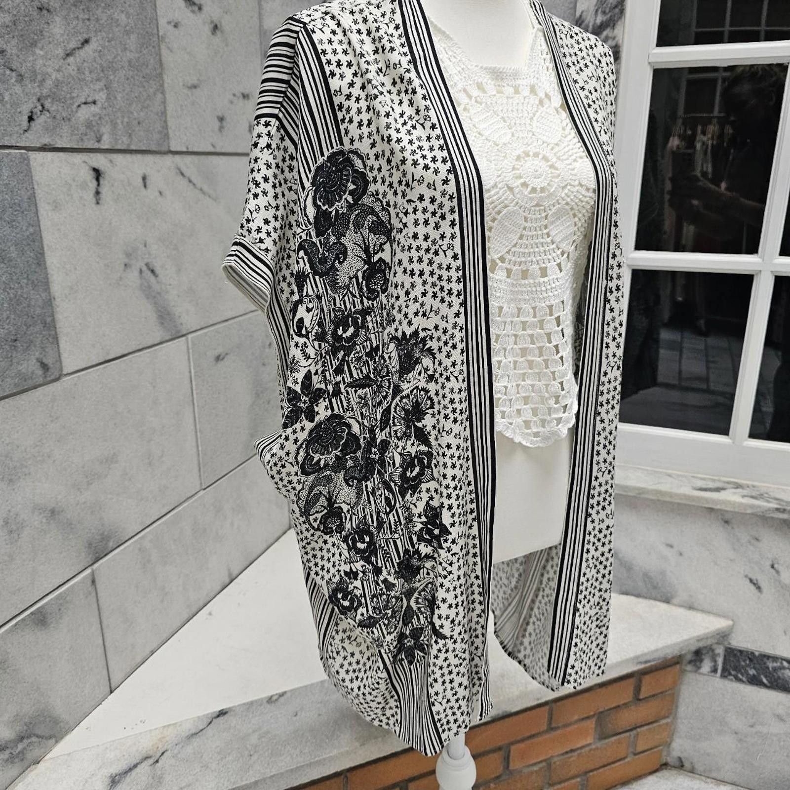 Designer Max Studio Women's Black and White Cardigan Size M / US 6-8 / IT 42-44 - 2 Thumbnail