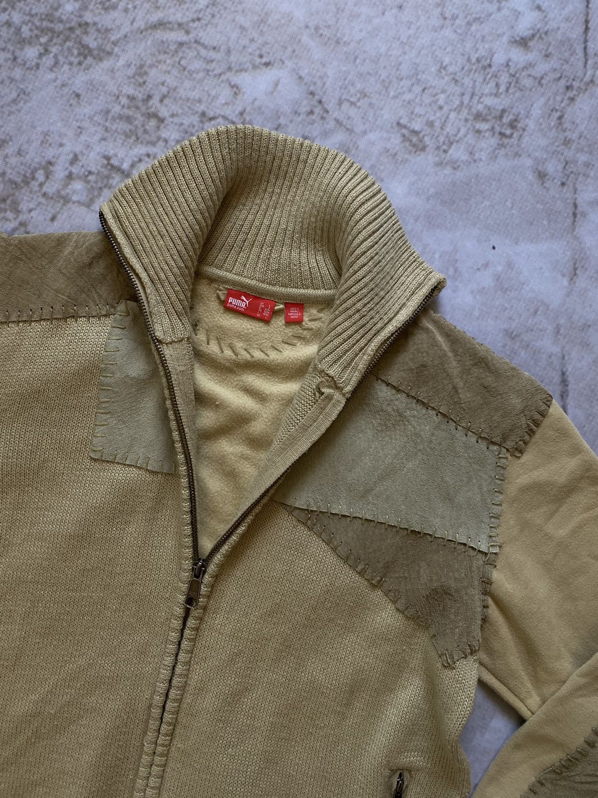 Puma × Vintage Puma Clyde Vintage Zip Sweater / Jacket with leather inserts Size US L / EU 52-54 / 3 - 4 Thumbnail