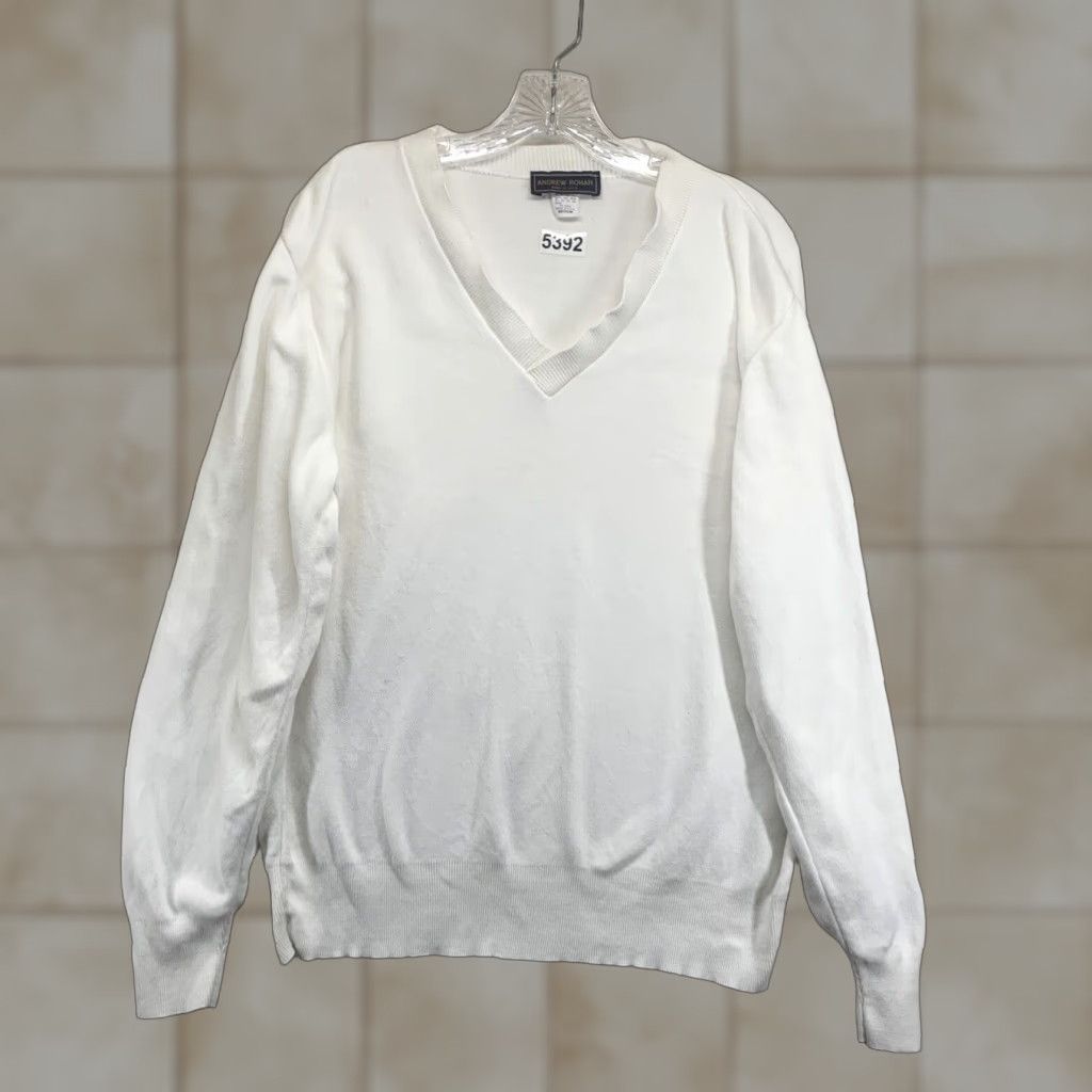 Vintage VINTAGE Andrew Rohan Sweatshirt Unisex Adults Medium White 80s 90s Cross Embroidered Pullover Knit Cotton Size US M / EU 48-50 / 2 - 1 Thumbnail