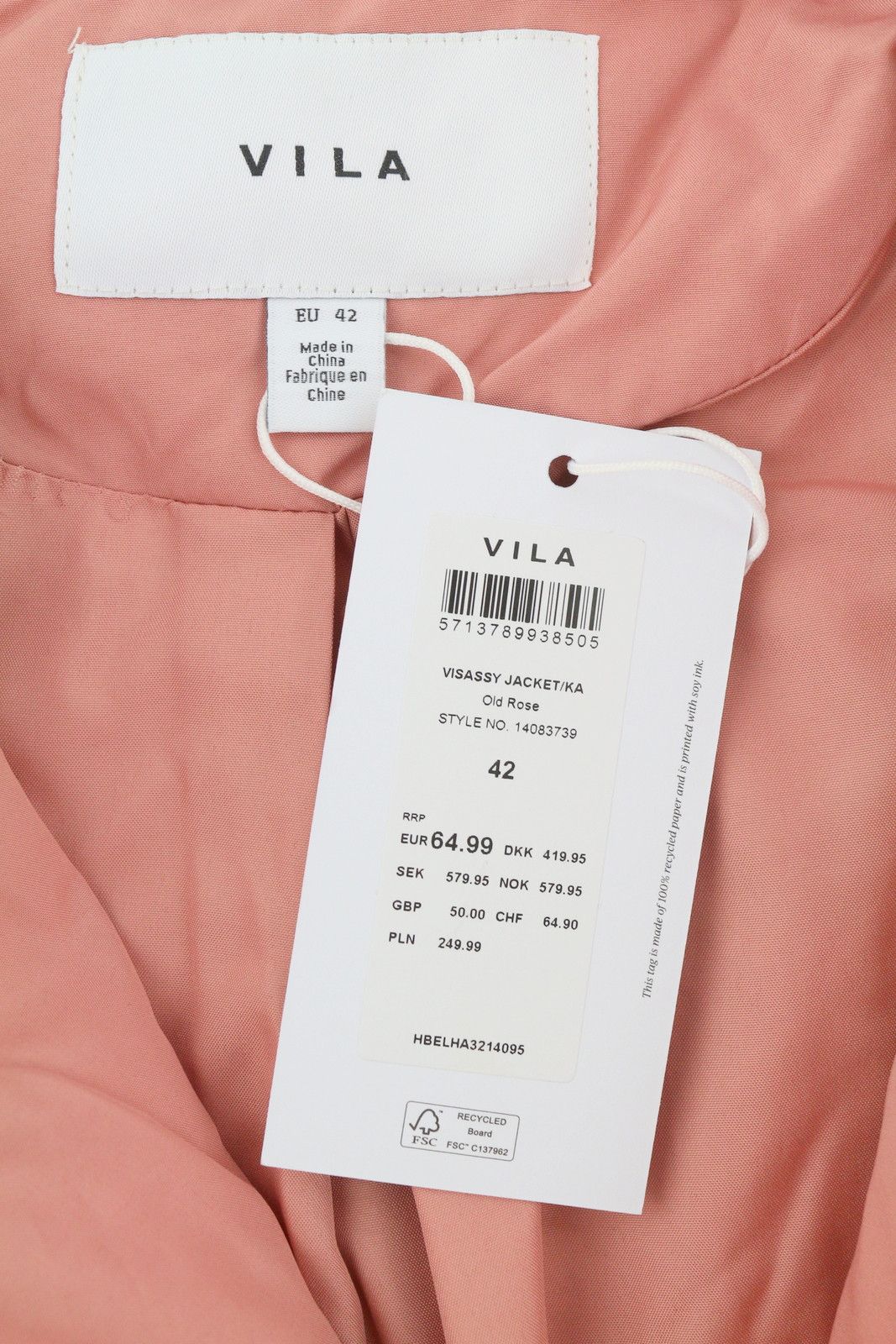Other SASSY EU42 Pink Quilted Padded Asym Zip Lightweight 88003 Size XL / US 12-14 / IT 48-50 - 10 Thumbnail
