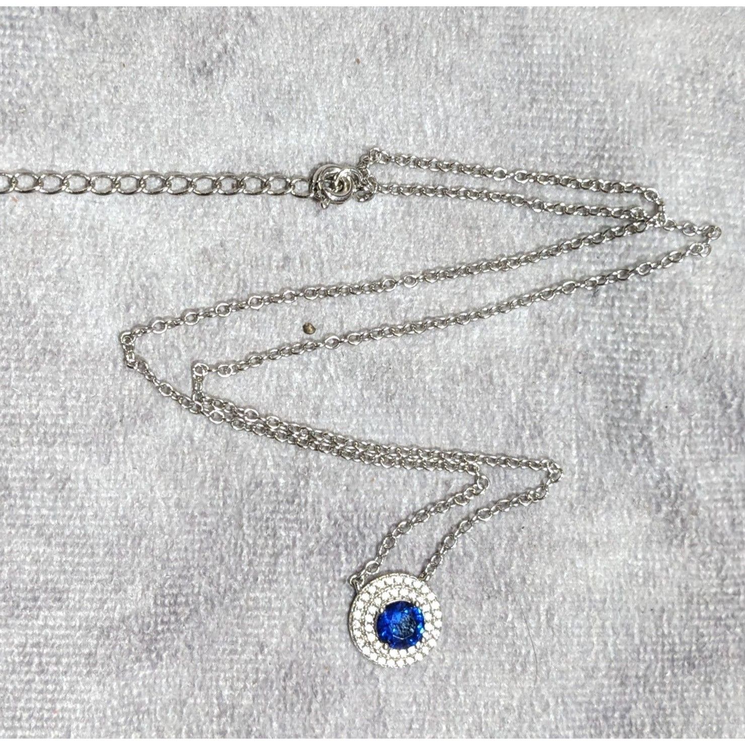 Other Elegant Double Halo Sapphire And Diamond Dainty Pendant Neck Size ONE SIZE - 4 Thumbnail