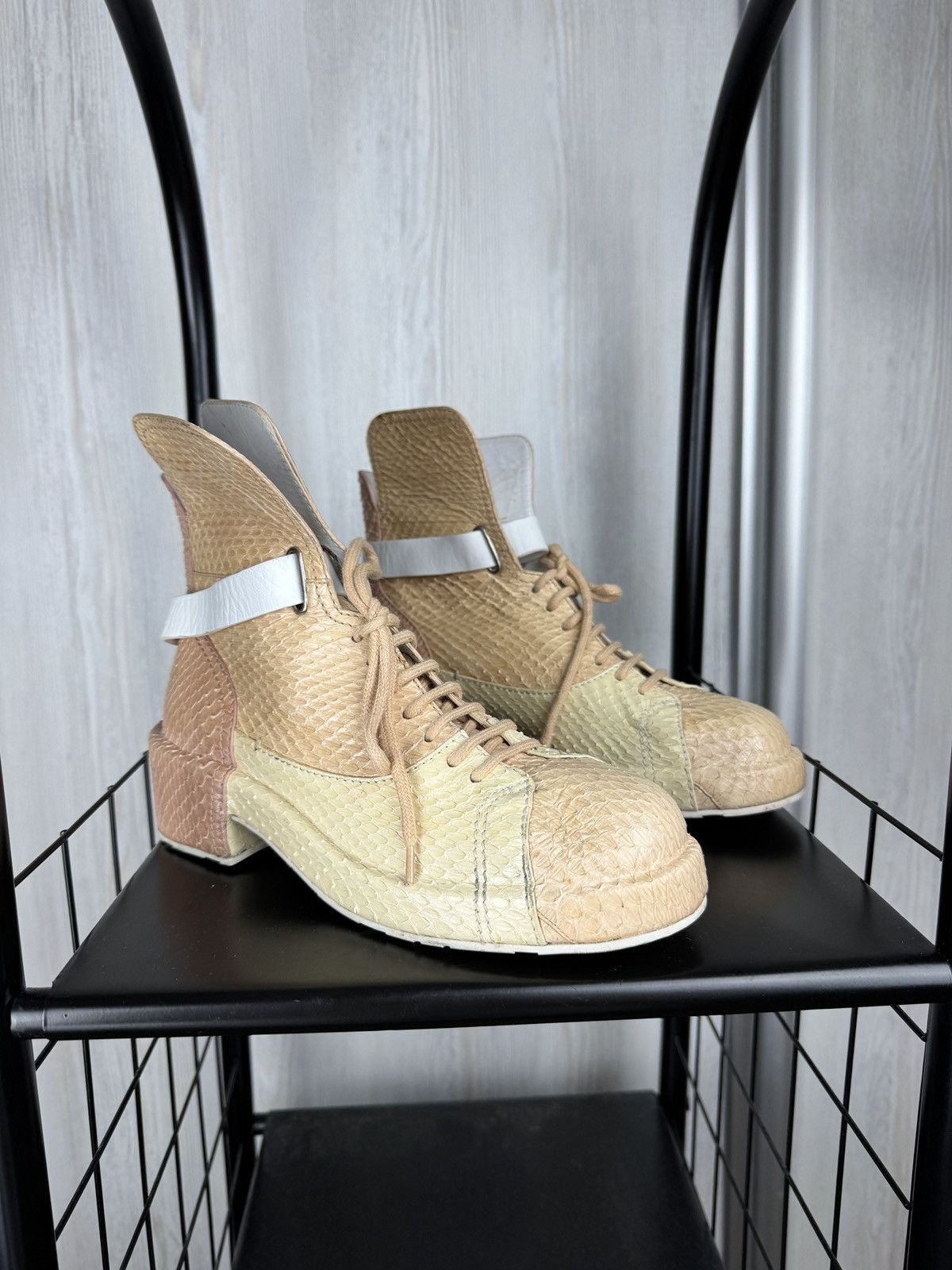 Jil Sander Jil Sander colour blocked snake python style leather boots Size US 7 / IT 37 - 5 Thumbnail