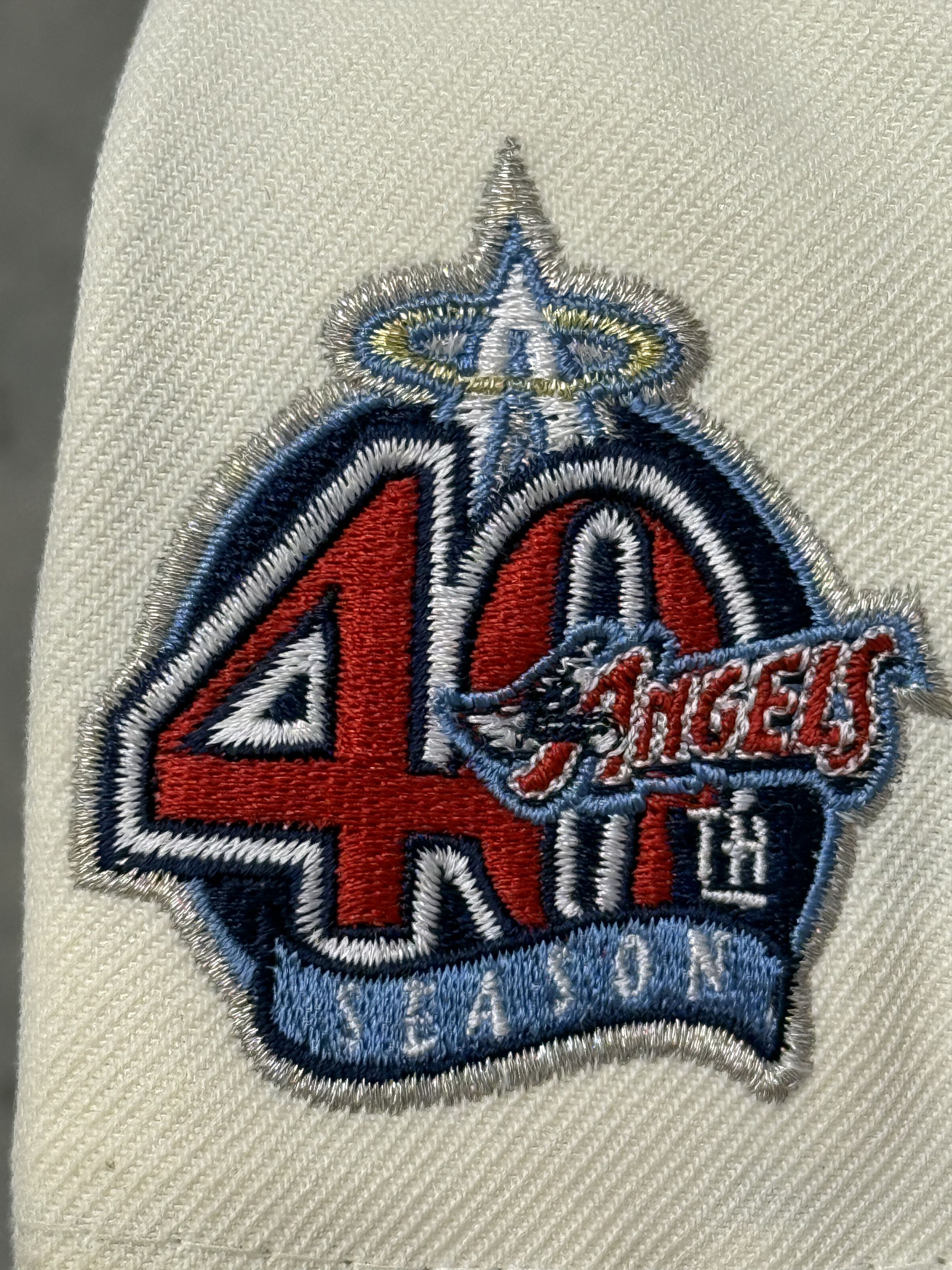 Hat Club 7 3/8 Anaheim Angels Cream Fitted Hat Club 40th Season Patch Size ONE SIZE - 4 Thumbnail