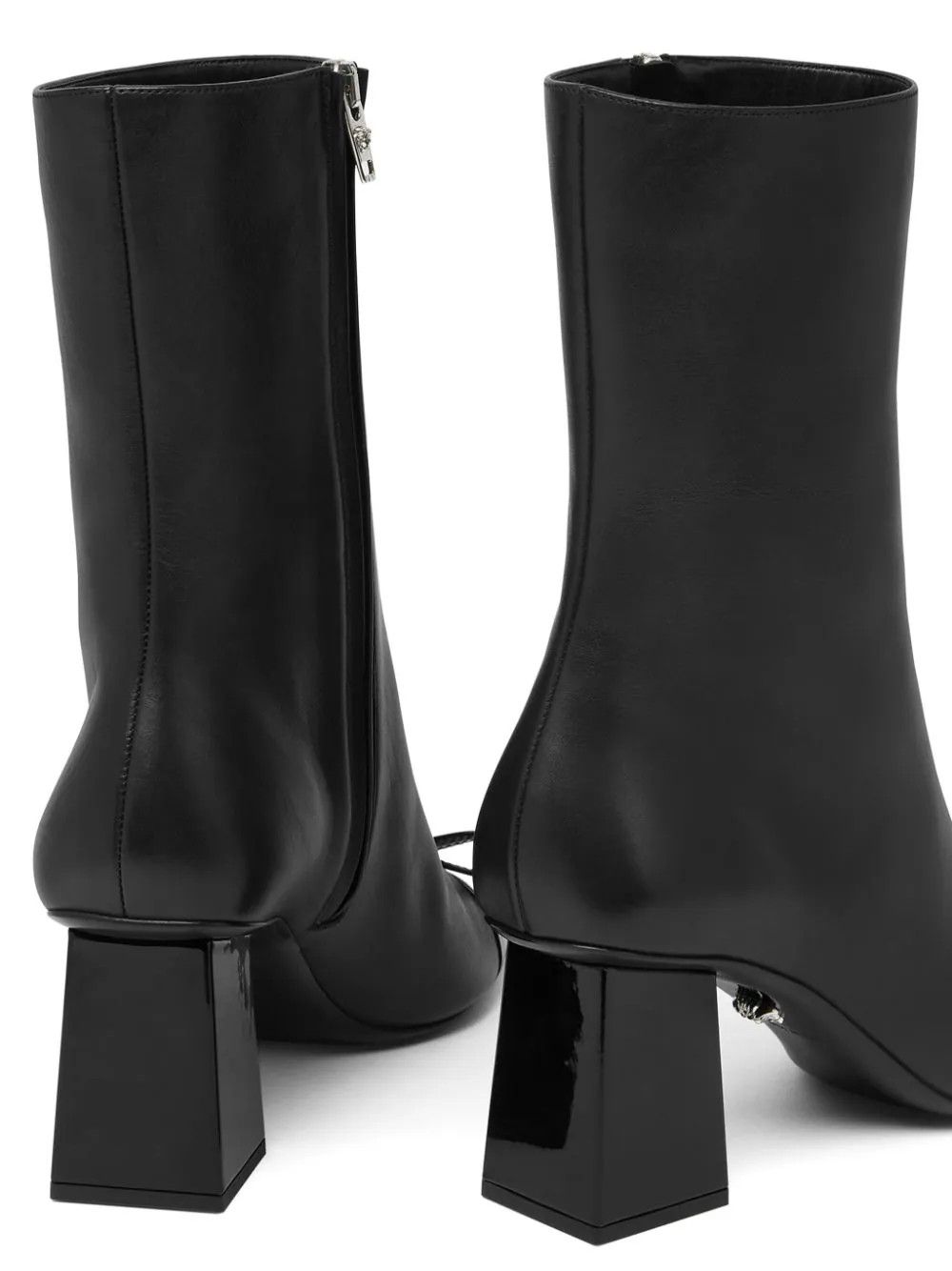 Versace o1s22i1n1024 Gianni Ribbon Leather Ankle Boots in Black Size US 10 / IT 40 - 5 Thumbnail