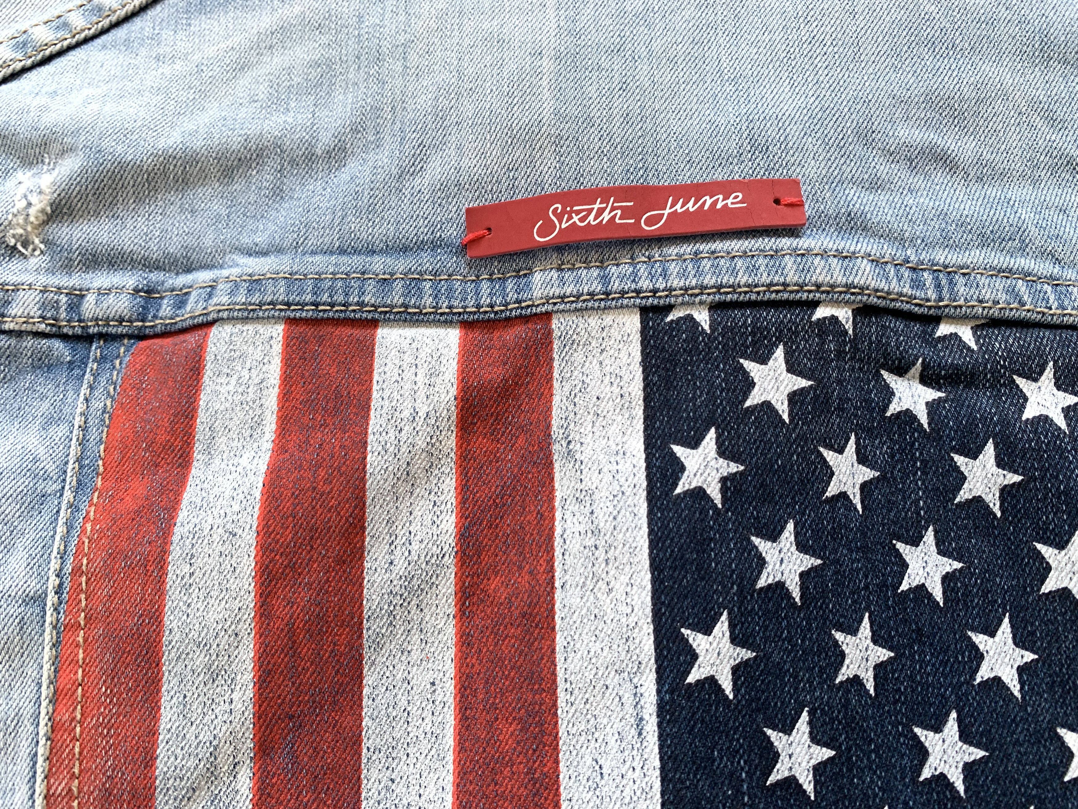 Sixth June Paris × Vintage Sixth June Printed Americam Flag Denim Jacket Size US S / EU 44-46 / 1 - 6 Thumbnail