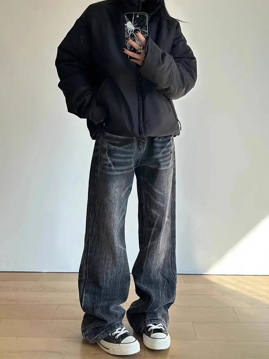 Japanese Brand Retro washed cat whisker lightning jeans Size US 30 / EU 46 - 2 Thumbnail