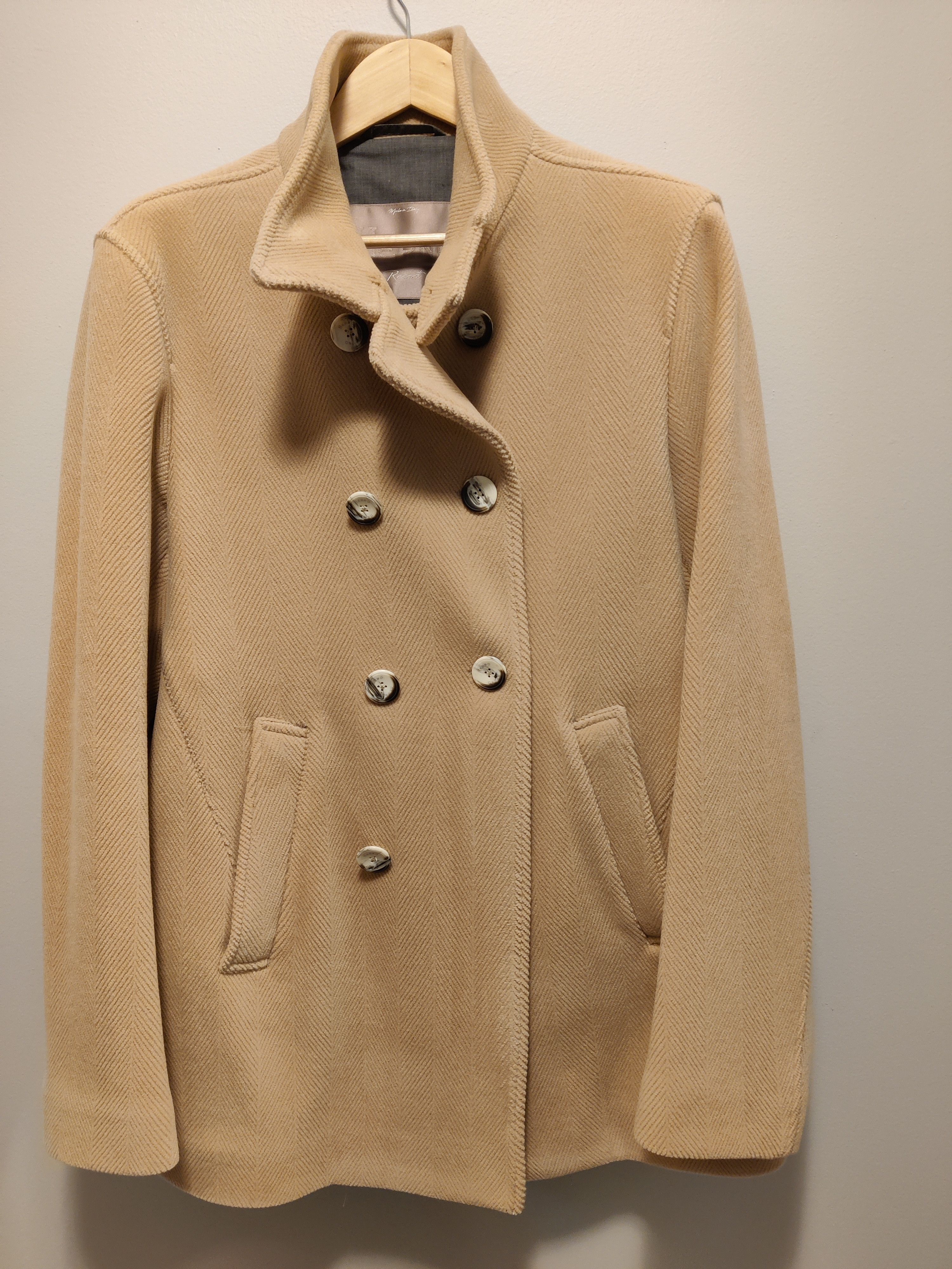 Herno Herno Beige Herringbone Wool Coat - NWT Size US L / EU 52-54 / 3 - 5 Thumbnail