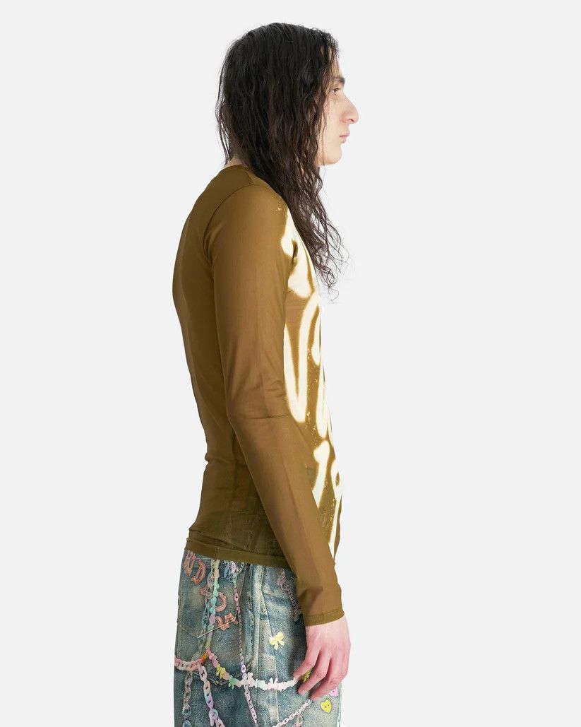 Acne Studios o1s1v1r1oon0825 Sheer Logo Long Sleeve in Green/Dark Khaki Size US M / EU 48-50 / 2 - 2 Thumbnail