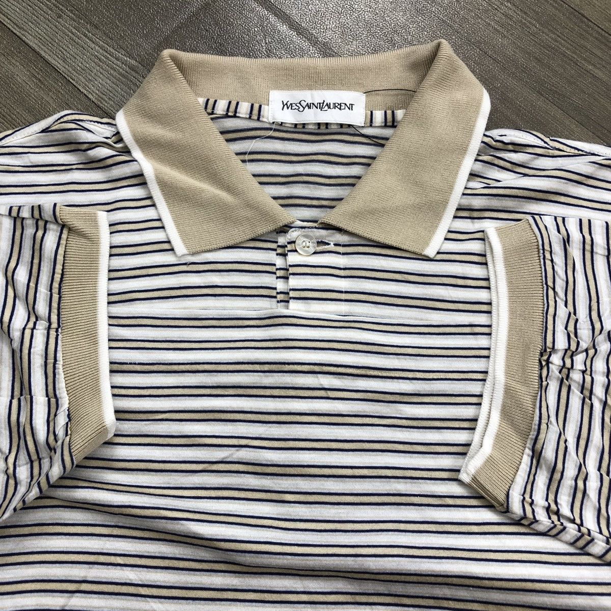 Luxury Yves Saint Laurent Pour Homme YSL Striped Polo Shirt