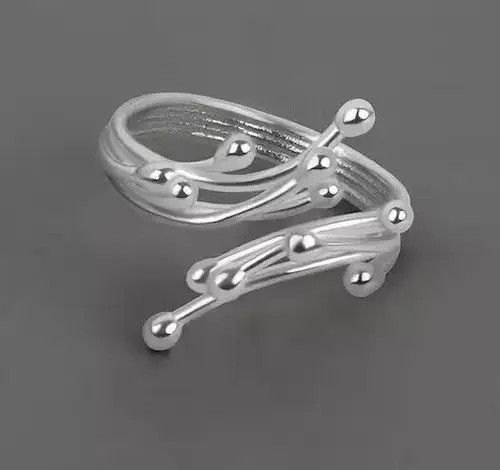 VIBE Abstract Ring Tentacle Silver Modern Punk Art Psychedelic Size ONE SIZE - 3 Thumbnail