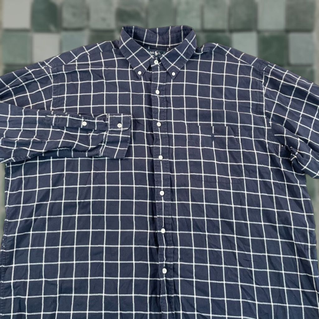 Polo Ralph Lauren VINTAGE Polo Ralph Lauren Big Shirt Men XL Navy Blue WindowPane Pocket Pony Prep Size US XL / EU 56 / 4 - 1 Thumbnail