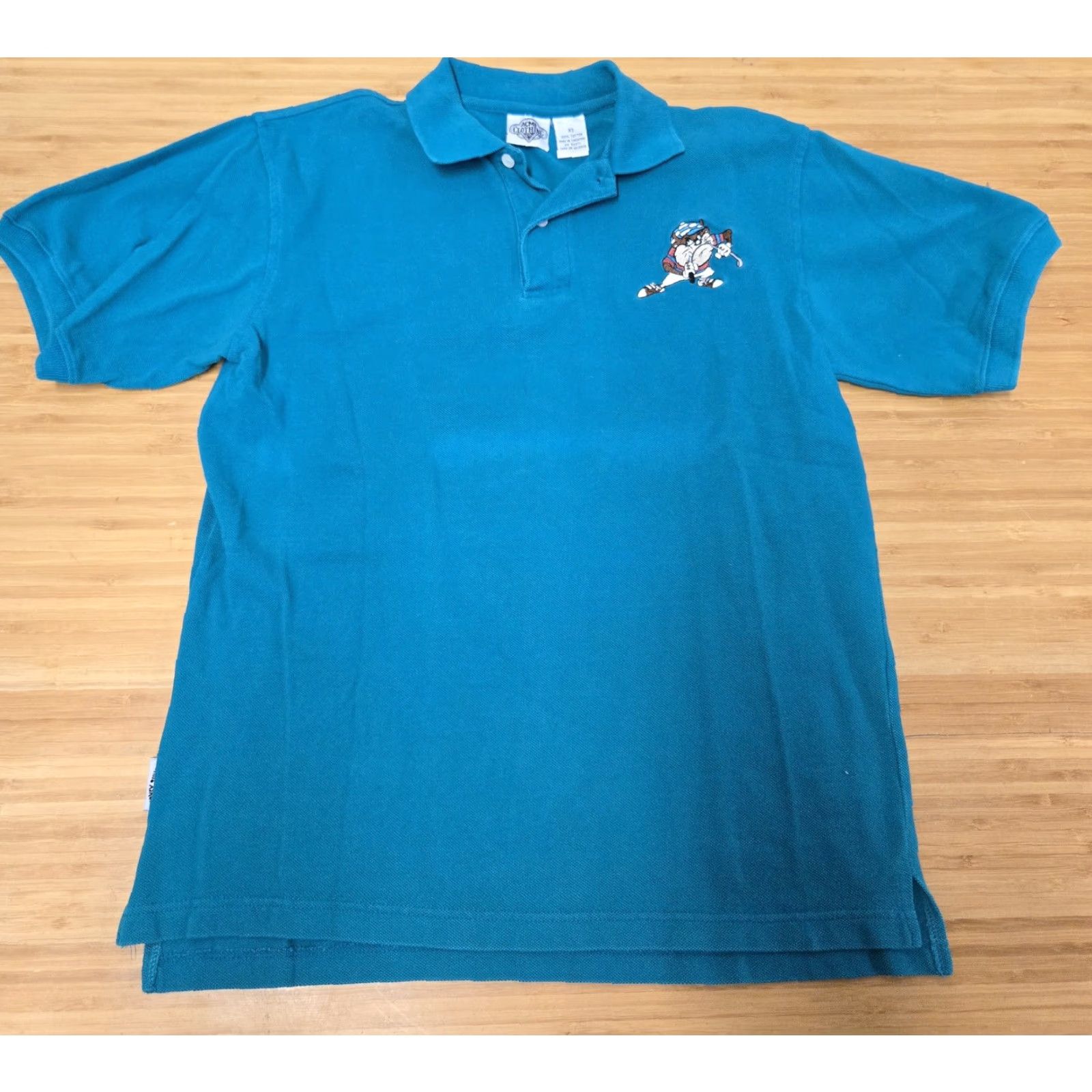 Acme Clothing VINTAGE ACME Clothing Co Polo Shirt Mens XS Embroidered Cartoon 90s Skate Polo Short Sleeve Cotton Graphic Print Teal Blue Collared Size US XS / EU 42 / 0 - 2 Thumbnail