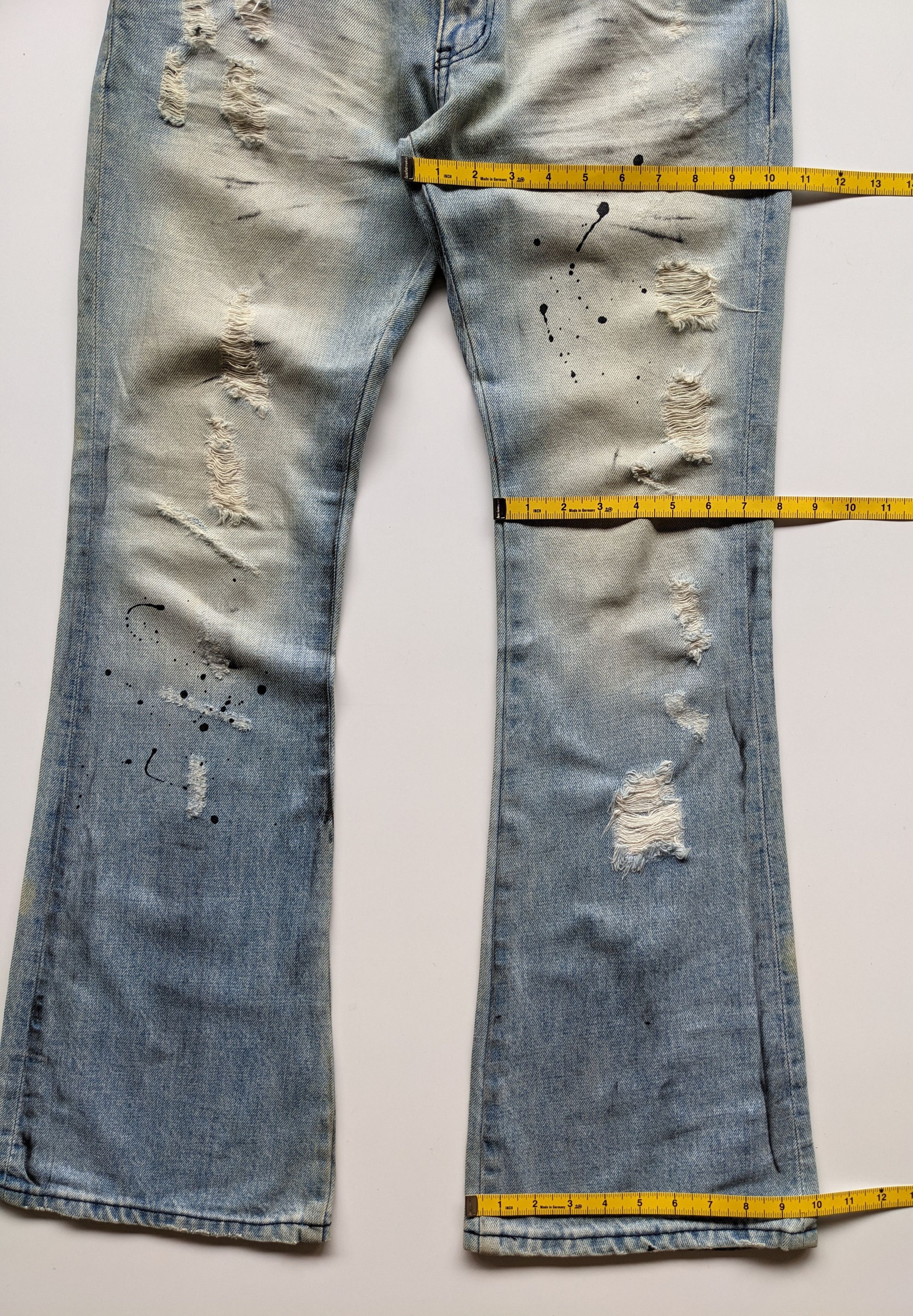If Six Was Nine × Japanese Brand × Le Grande Bleu (L.G.B.) Glad New splash faded blue flare jeans Size US 33 - 10 Thumbnail
