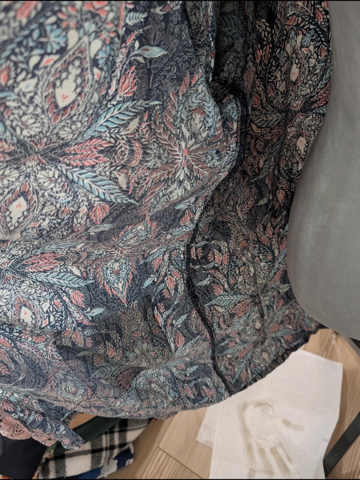 Other Blue and Pink Printed Kimono Robe with Contrast Trim Size ONE SIZE - 4 Thumbnail