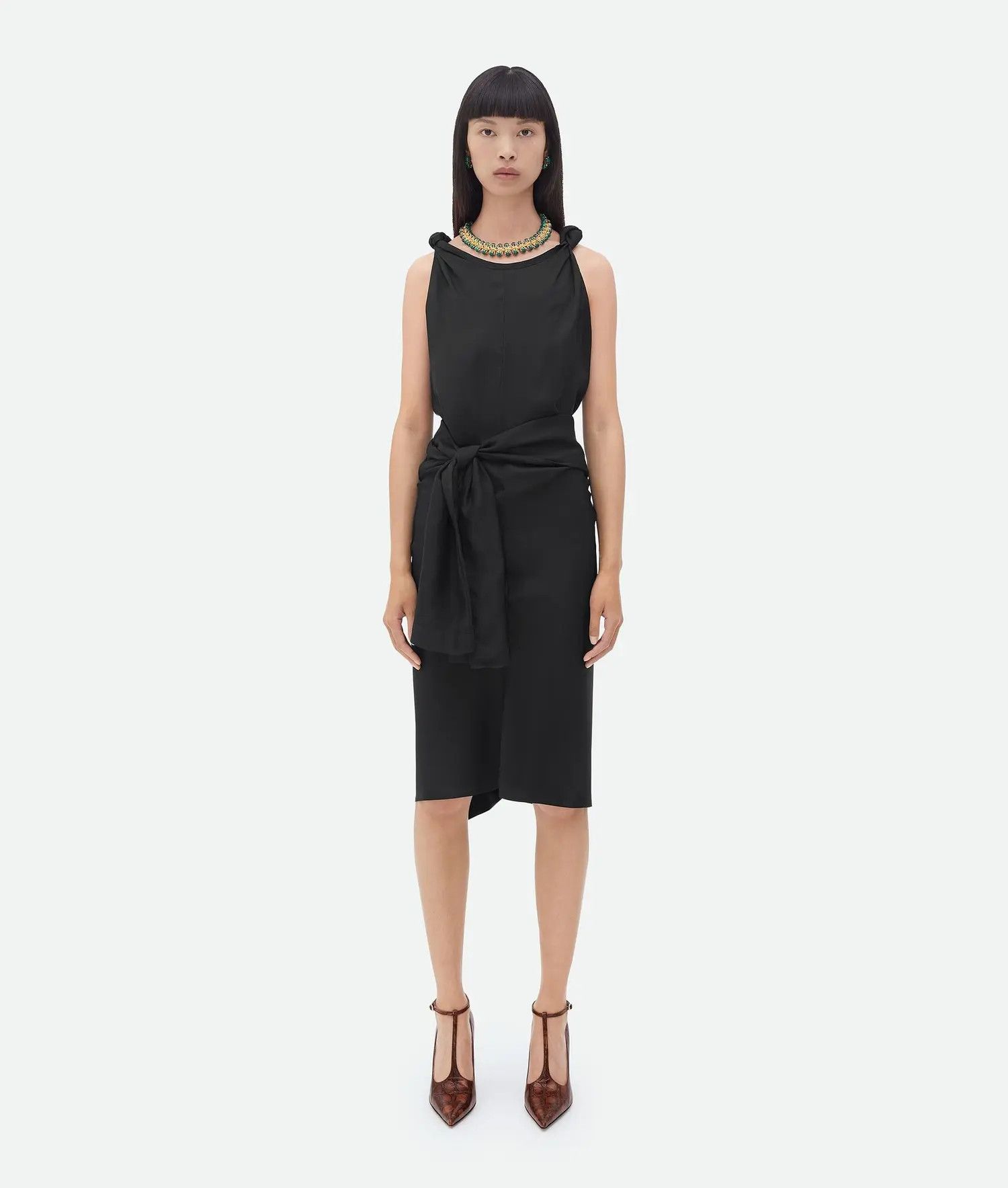 Bottega Veneta o1bcso1str0425 Washed Viscose Knotted Dress in Black Size XS / US 0-2 / IT 36-38 - 1 Thumbnail