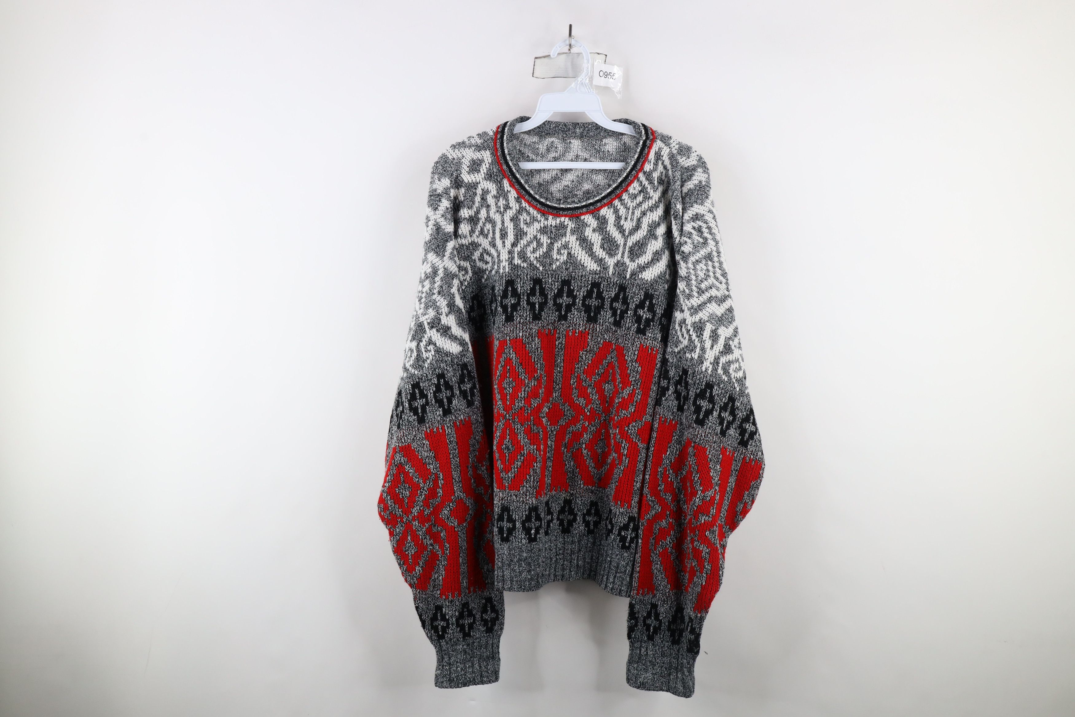 Vintage Vintage 90s Streetwear Geometric Boxy Fit Knit Dad Sweater Size US XXL / EU 58 / 5 - 1 Thumbnail