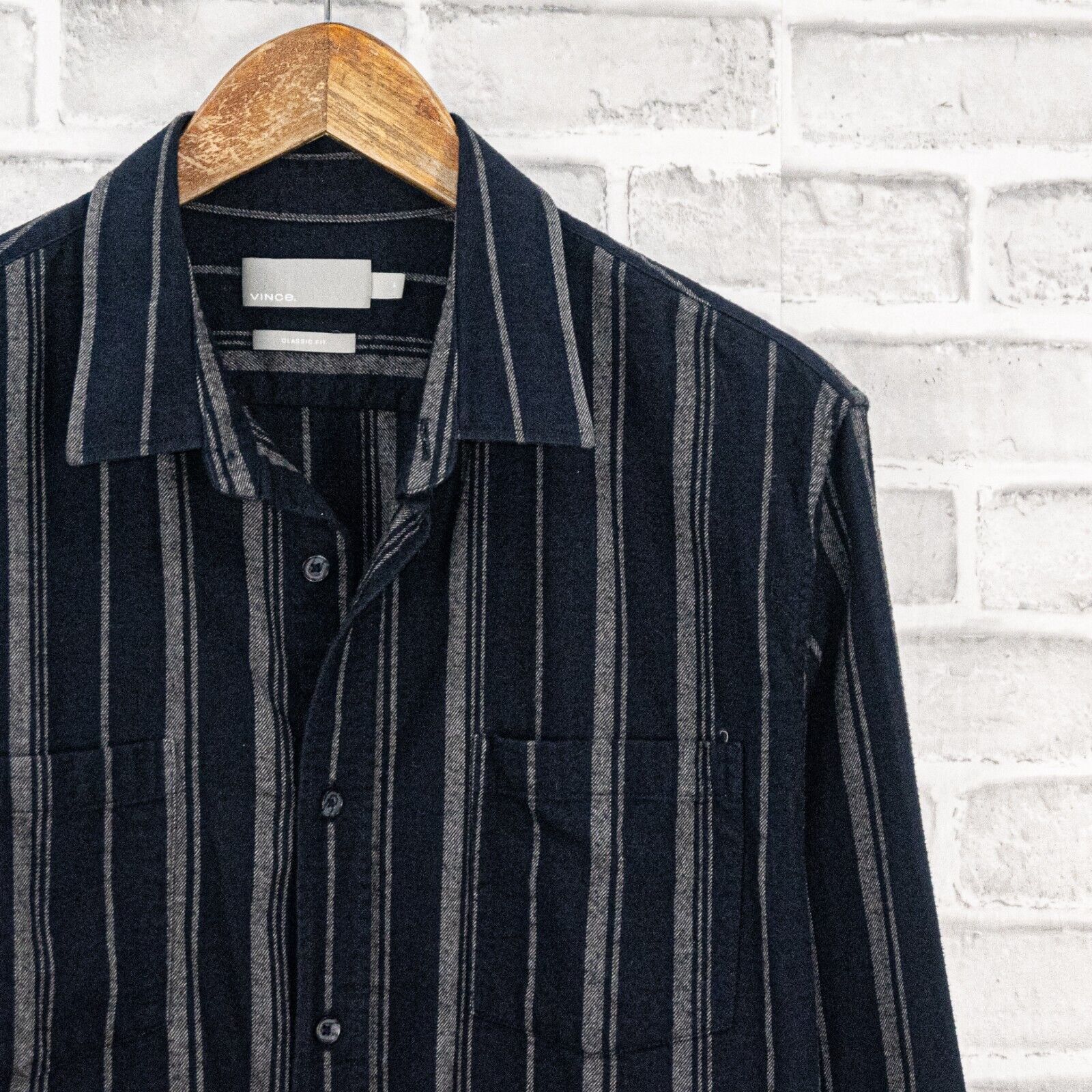 Vince VINCE Striped Flannel Button Down Shirt in Coastal Cotton Size US L / EU 52-54 / 3 - 4 Thumbnail