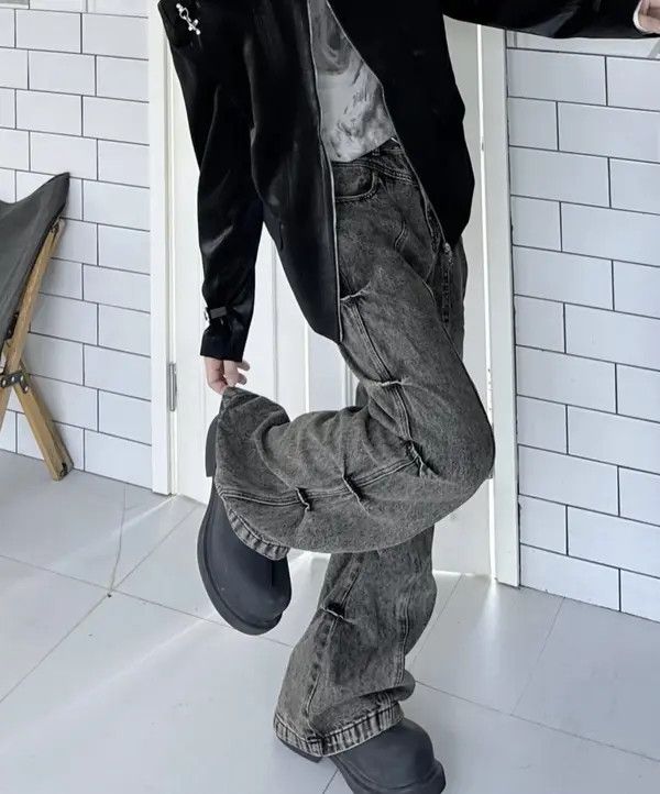 VIBE Y2k Cargo Flared Stack Jeans Wide Leg Bootcut Stacked Size US 32 / EU 48 - 3 Thumbnail