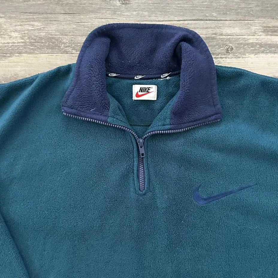 Nike Vintage 90s Nike Swoosh Fleece 1/4 Zip Sweatshirt Size US XL / EU 56 / 4 - 3 Thumbnail