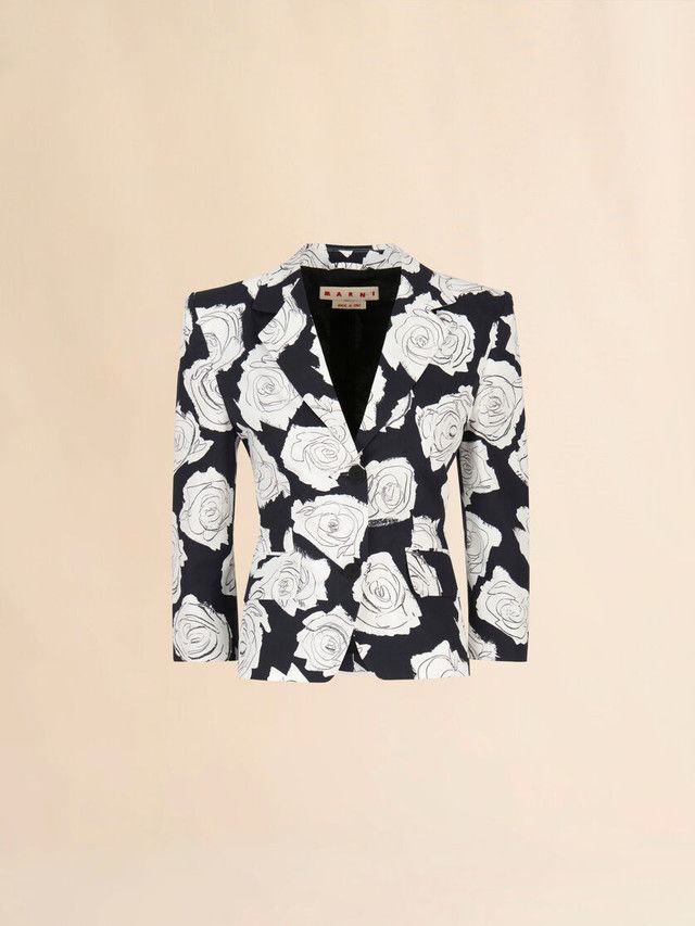 Marni o1w1db10326 Poplin Jacket With Aurora Print in Black/White Size XL / US 12-14 / IT 48-50 - 1 Thumbnail