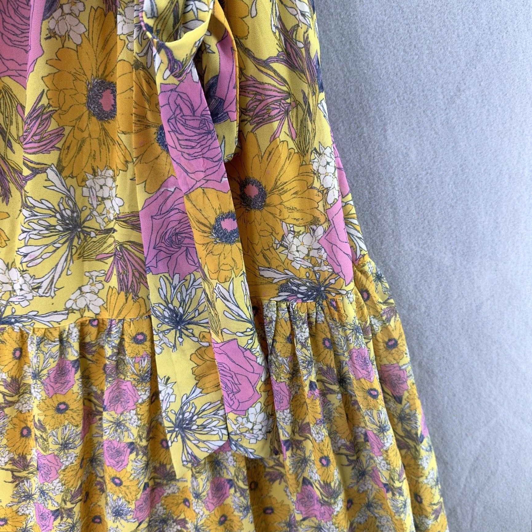 Vintage Vici Dress Maxi Womens XS Floral Off the Shoulder Flutter 100% Polyester Chiffon Long Sleeve Vintage N/A Size XS / US 0-2 / IT 36-38 - 7 Thumbnail