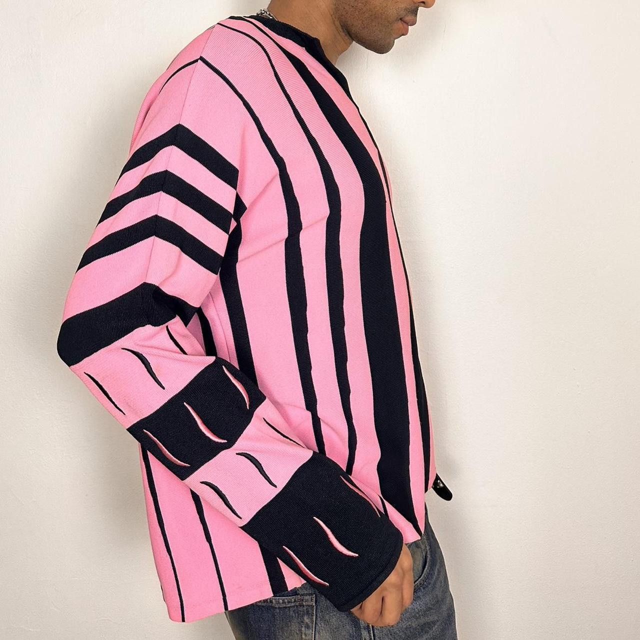 Kiko Kostadinov Kiko Kostadinov 2021 Hydra Pink/Black Striped Sweater Size US XL / EU 56 / 4 - 5 Thumbnail