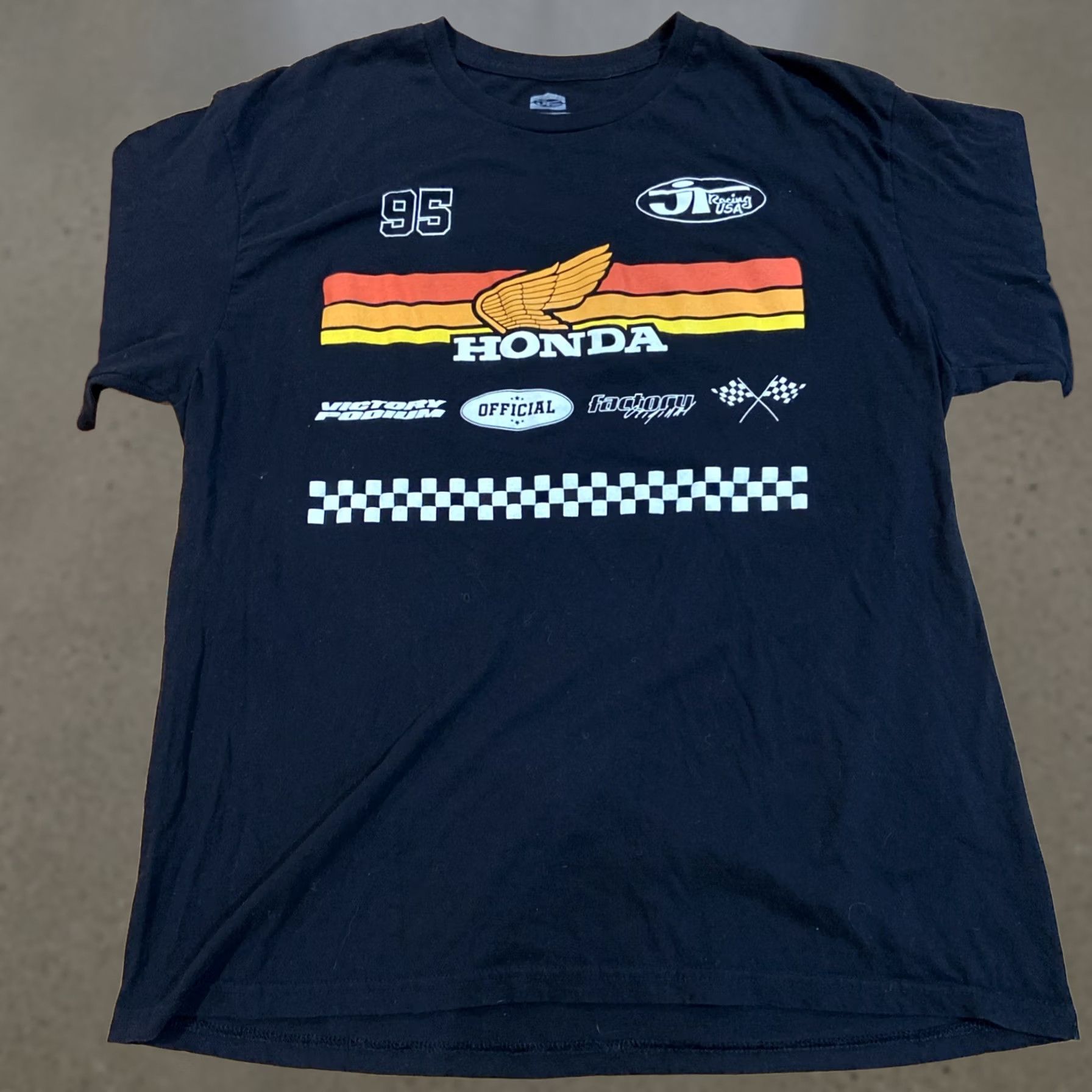 Vintage Old Navy JT Racing Honda Factory T-Shirt Heather Black 2XL Black Mens Short Sleeve Graphic Print Regular Fit Size US XXL / EU 58 / 5 - 1 Thumbnail