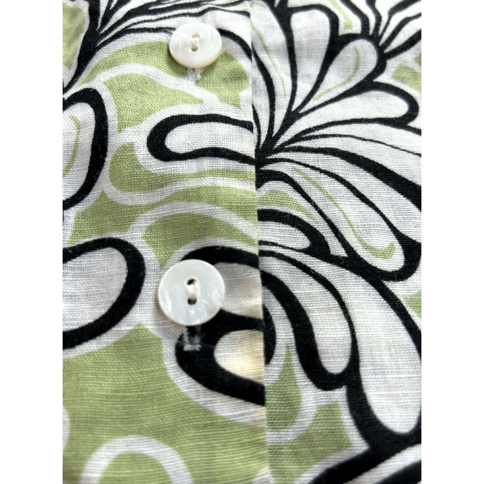 Vintage Carole Little Woman Linen Floral Print Button Down Shirt Top 1X Green Black - Casual Shirt Women, 3/4 Sleeve, Lightweight, Bohemian, Vintage No Size XL / US 12-14 / IT 48-50 - 7 Thumbnail