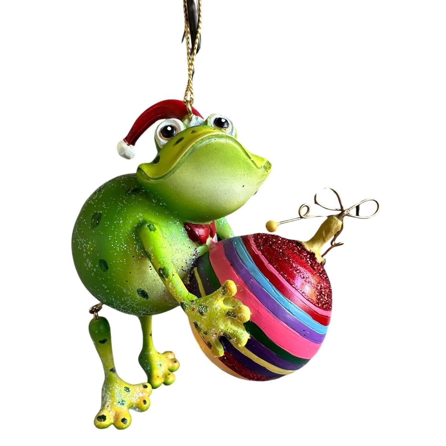 Vintage Vintage Frog Ornament Christmas Dangling Legs Holding Orname Size ONE SIZE - 8 Thumbnail