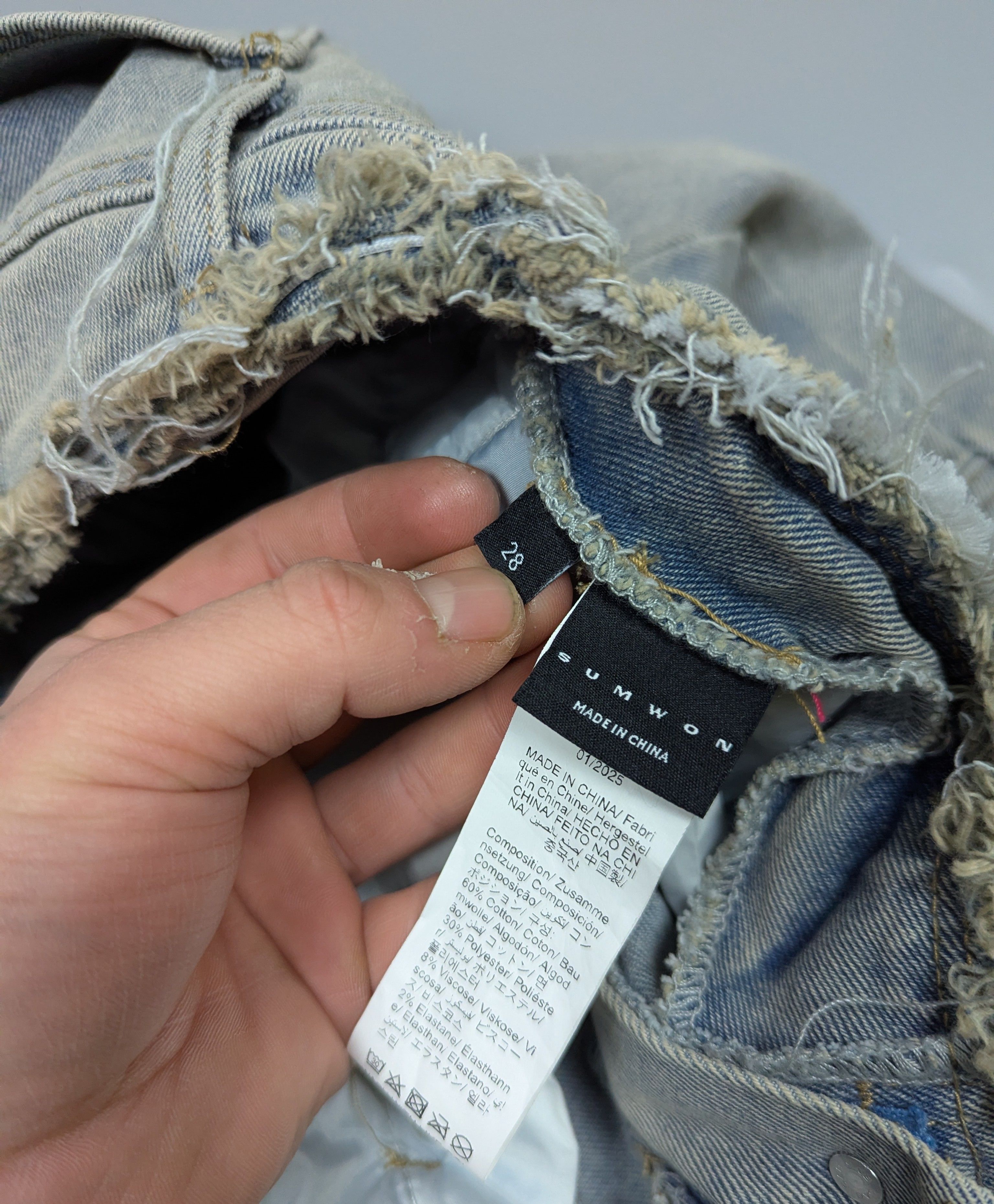 Japanese Brand SUMWON Vintage Y2K Distressed Gray Ripped Avant-Garde Jeans Size 28" / US 6 / IT 42 - 9 Thumbnail