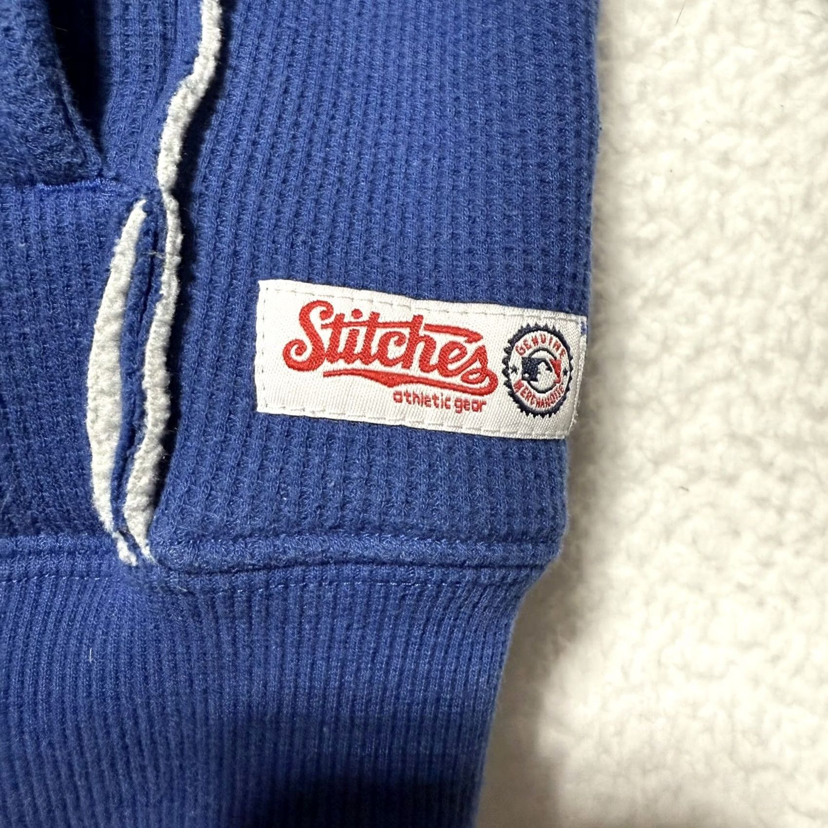 Vintage VINTAGE Milwaukee Brewers Stitches Men's Hoodie L Blue Thermal Fleece Lined Zip Full Zip MLB Sports 2 Washable Spots Mens Size US L / EU 52-54 / 3 - 7 Thumbnail