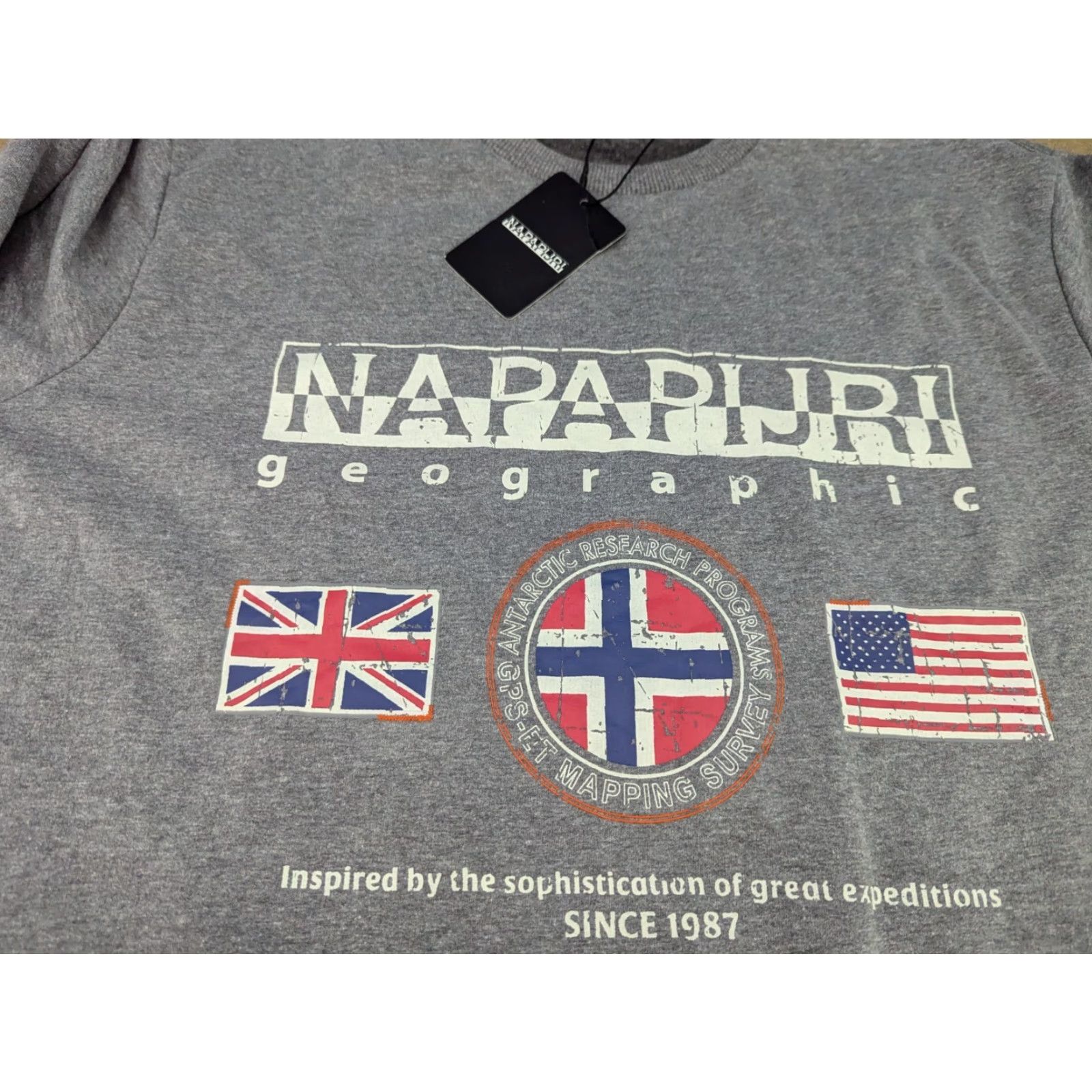 Napapijri Napapijri Mens Sweatshirt XL Crewneck Gray Antarctic Research Program Cotton Mil Moisture Wicking Regular Knit Pullover Men Size US XL / EU 56 / 4 - 7 Thumbnail