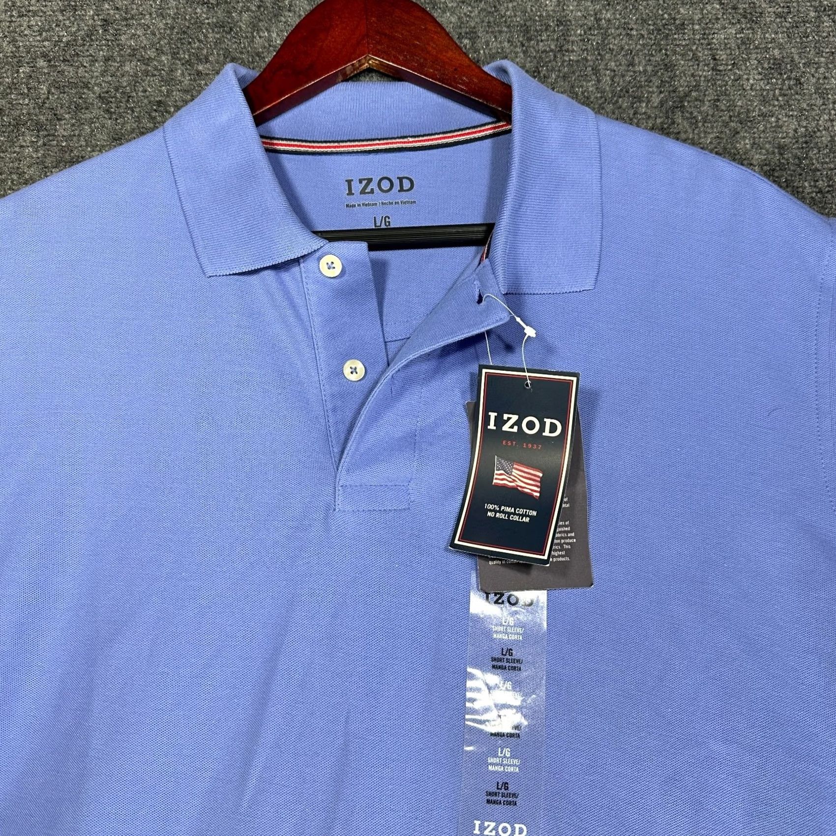 Izod Izod Polo Shirt Mens Large Blue Short Sleeve Pima Cotton No Roll Collar NEW Size US L / EU 52-54 / 3 - 3 Thumbnail