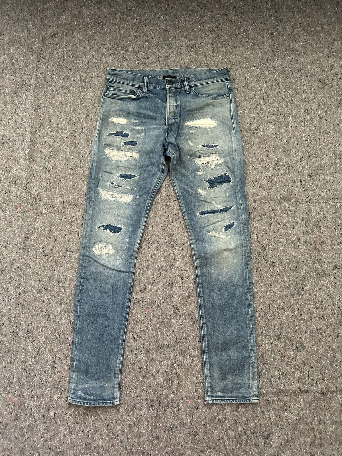 image of John Elliott Patchwork Denim in Blue, Men's (Size 32)
