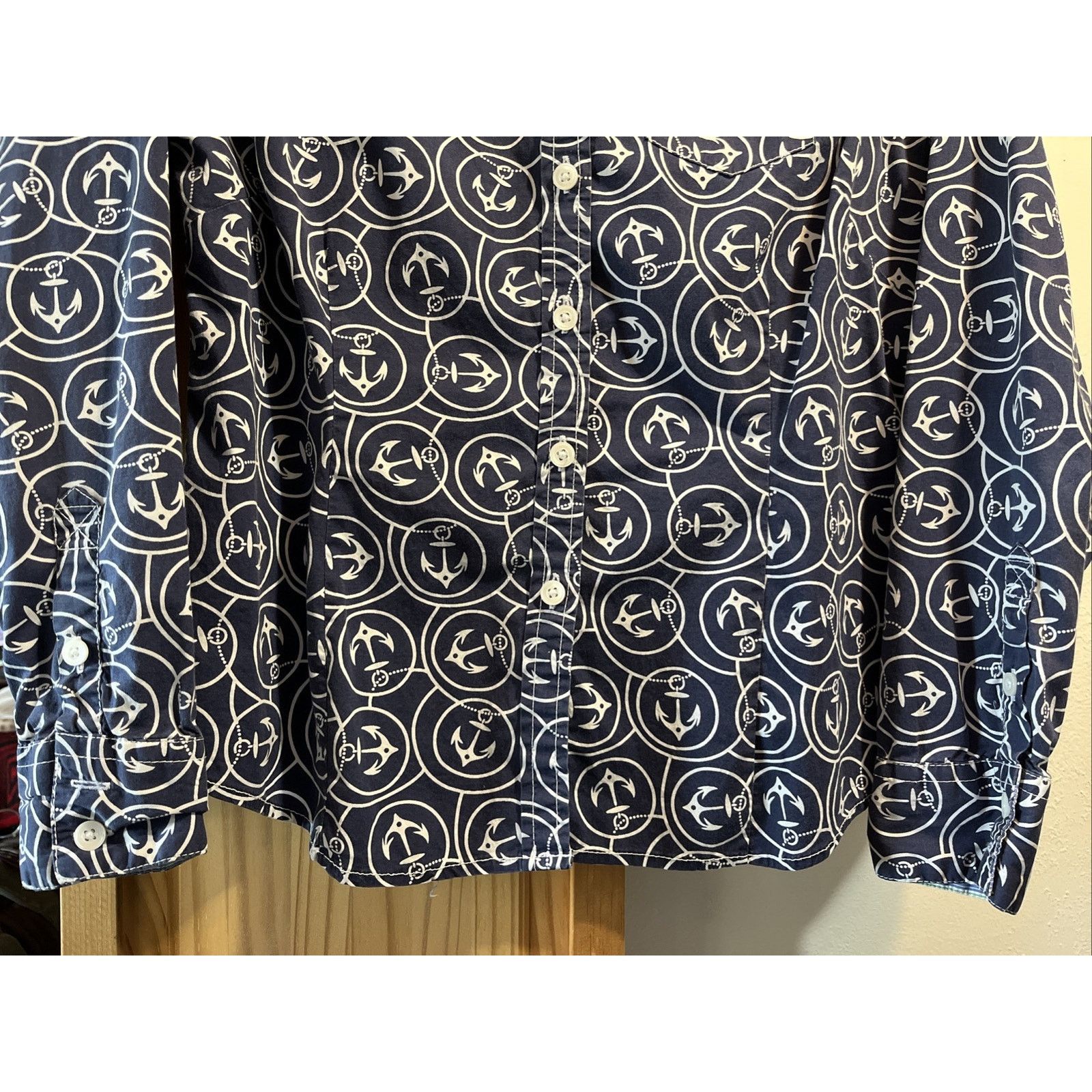 L.L. Bean LL Bean Top Women’s M Blue Anchor Print LS Stretch Shirt Size M / US 6-8 / IT 42-44 - 6 Thumbnail